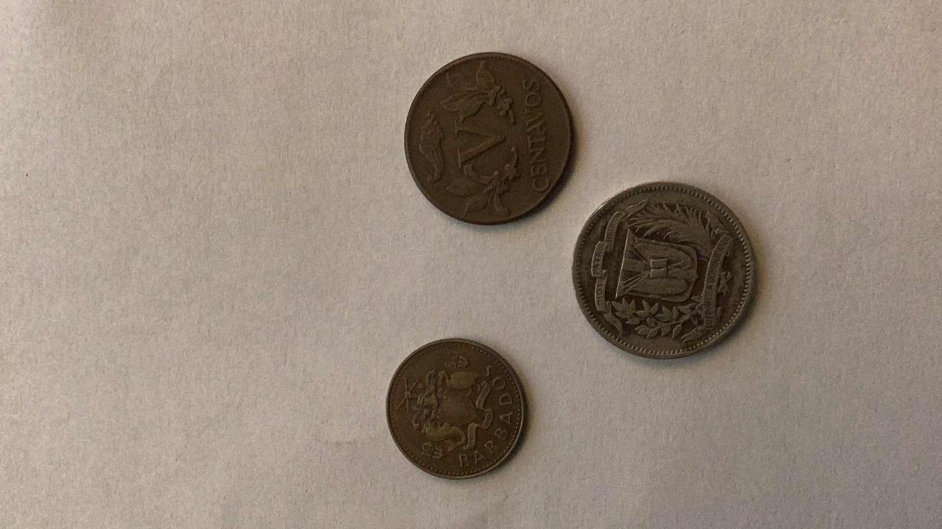 Photo 2 of COLUMBIA 1964,DOMINICAN REPUBLIC 1974, BARBADOS 1980 COINS