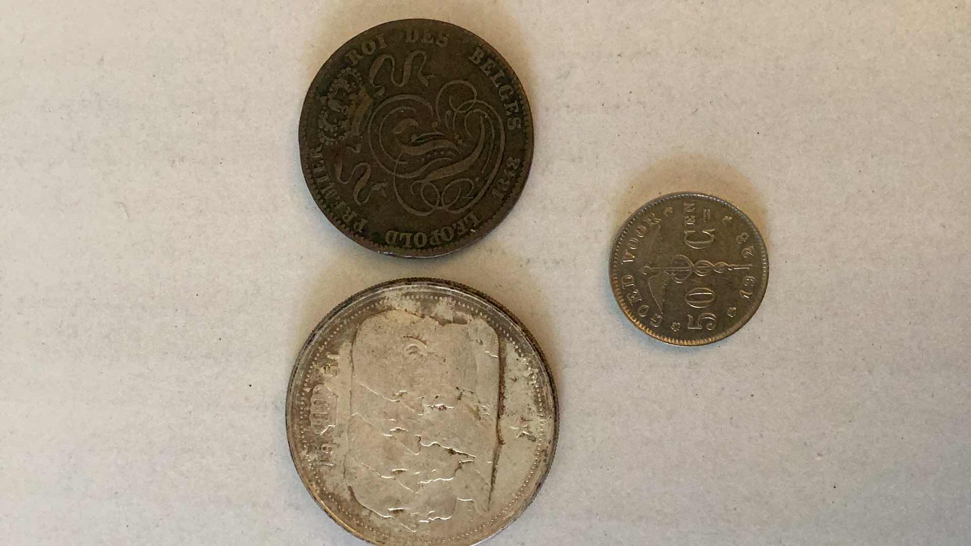 Photo 1 of BELGIUM 1848,1928,1951 COINS