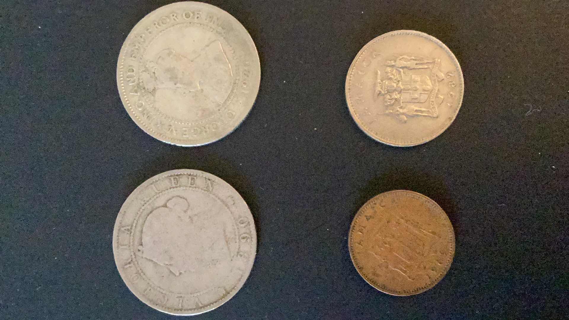 Photo 1 of JAMAICA 1890,1920,1969,1982 COINS