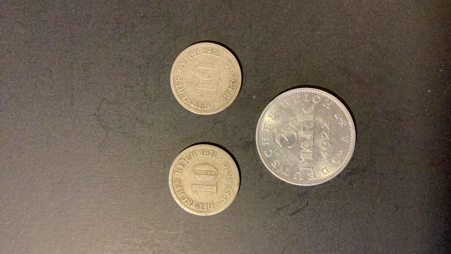 Photo 1 of GERMANY 1874,1875,1922 COINS