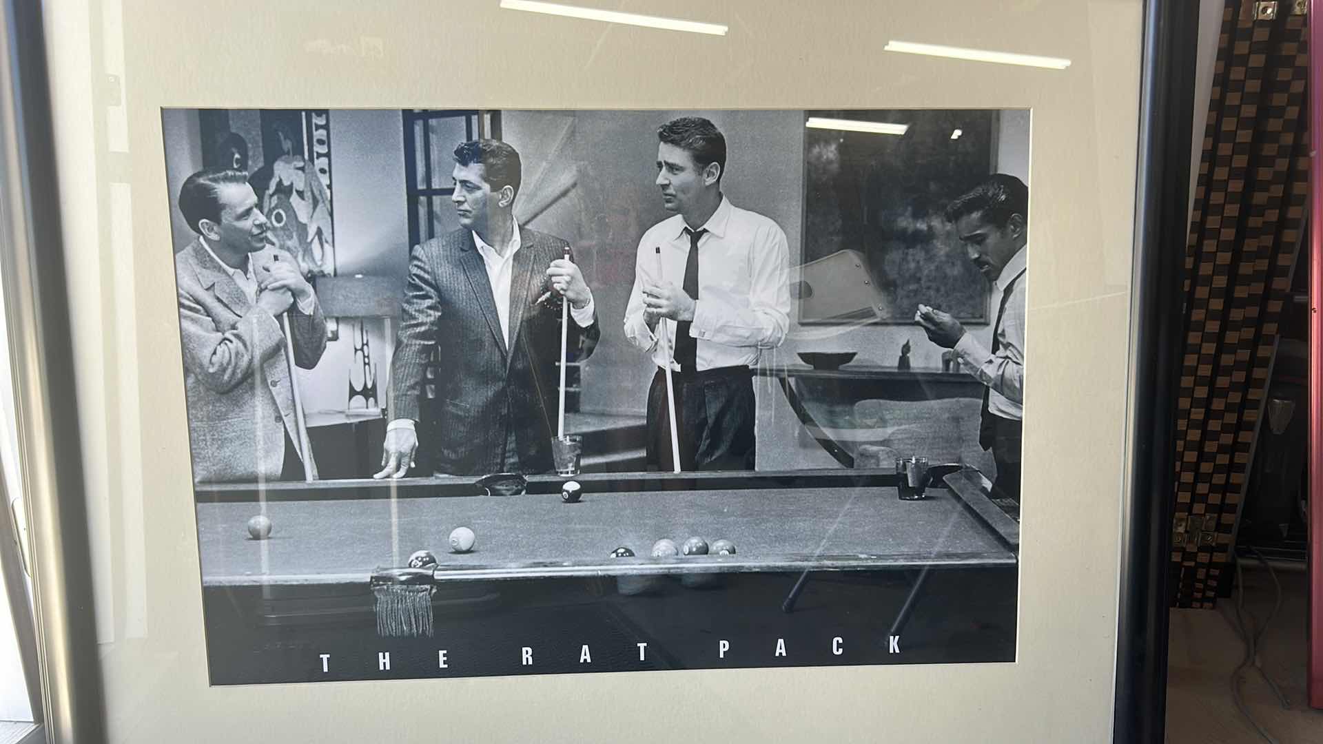 Photo 2 of THE RAT PACK “POOL PARTY 45” x 37” FRAMED BLACK AND WHITE ARTWORK