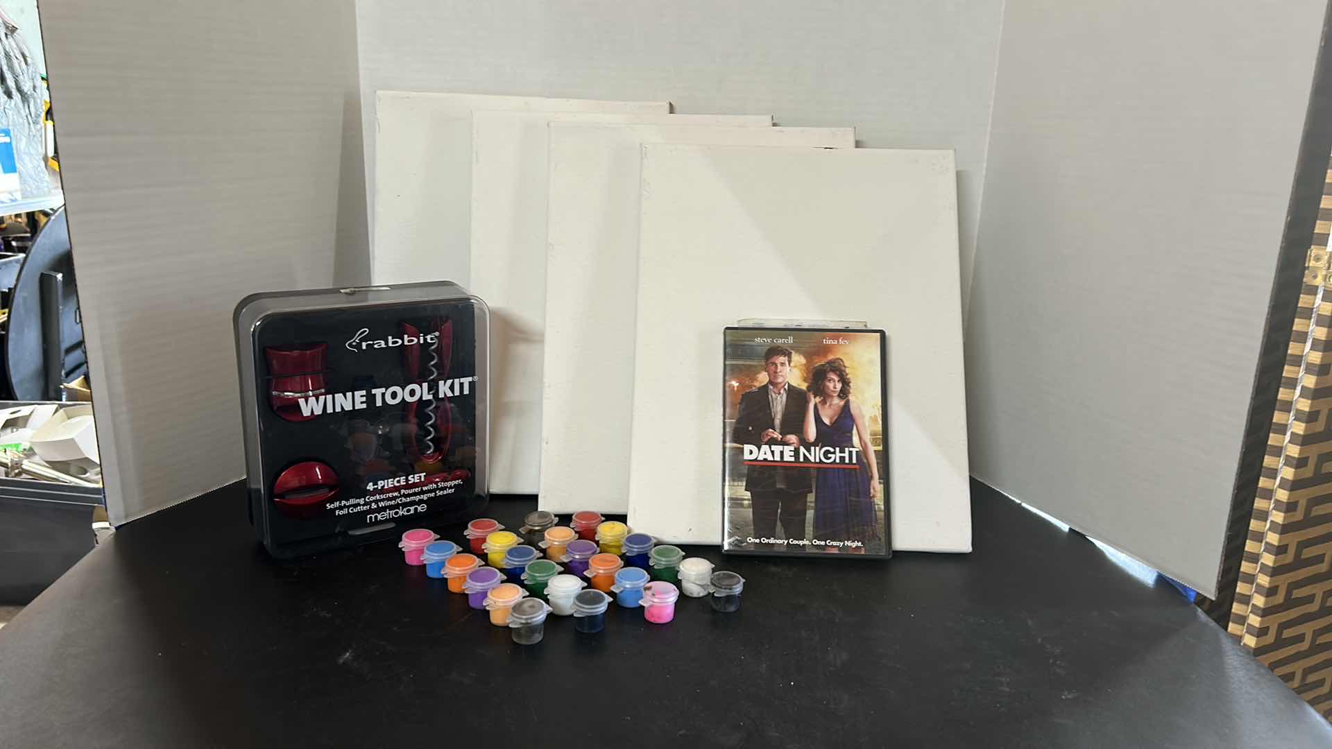 Photo 6 of WOMENS 'NIGHT IN' ASSORTMENT- 4 CANVASES w PAINT, DATE NIGHT CD AND WINE TOOL KIT