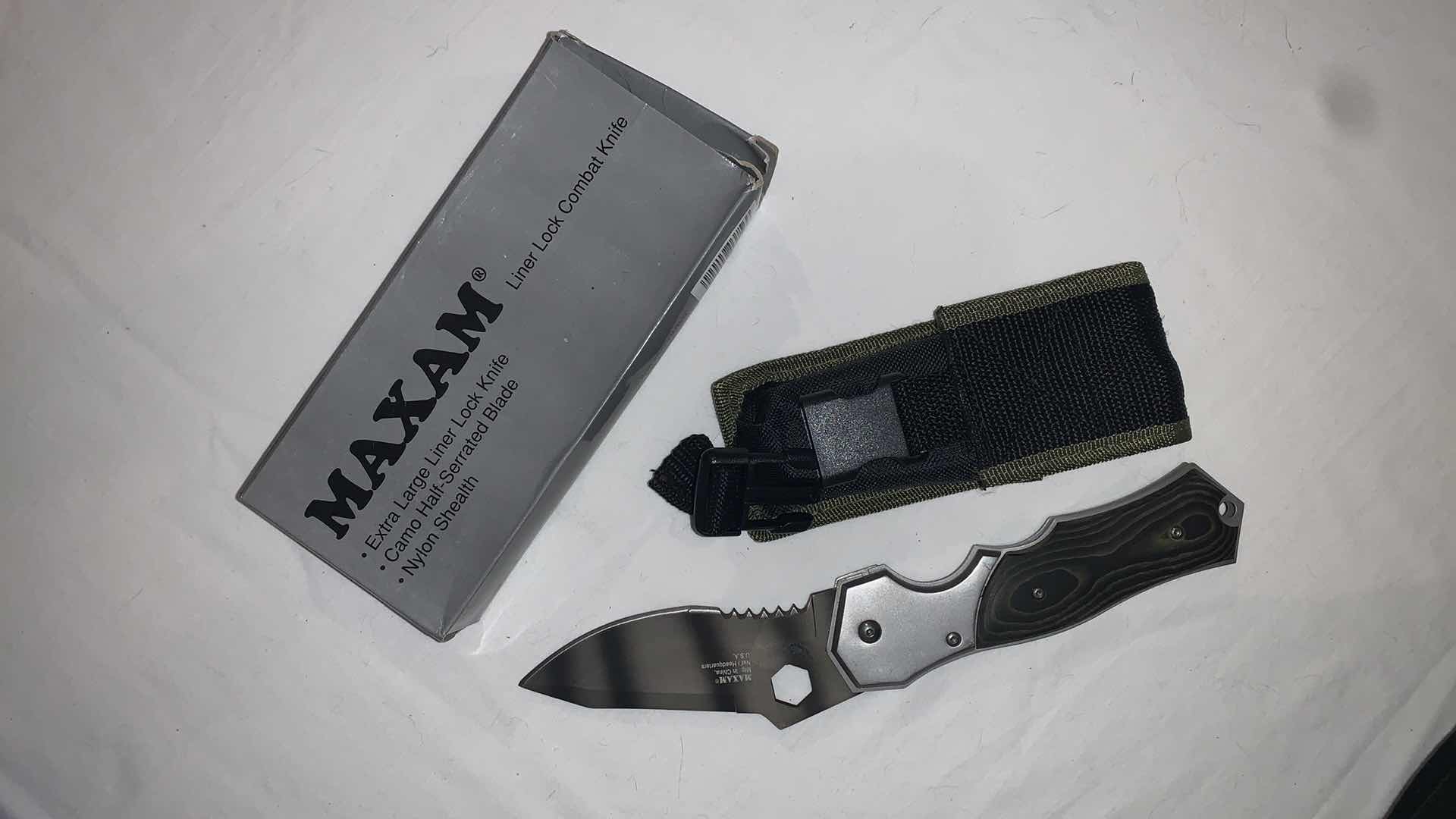 Photo 1 of MAXAM LINER LOCK COMBAT KNIFE WITH CASE