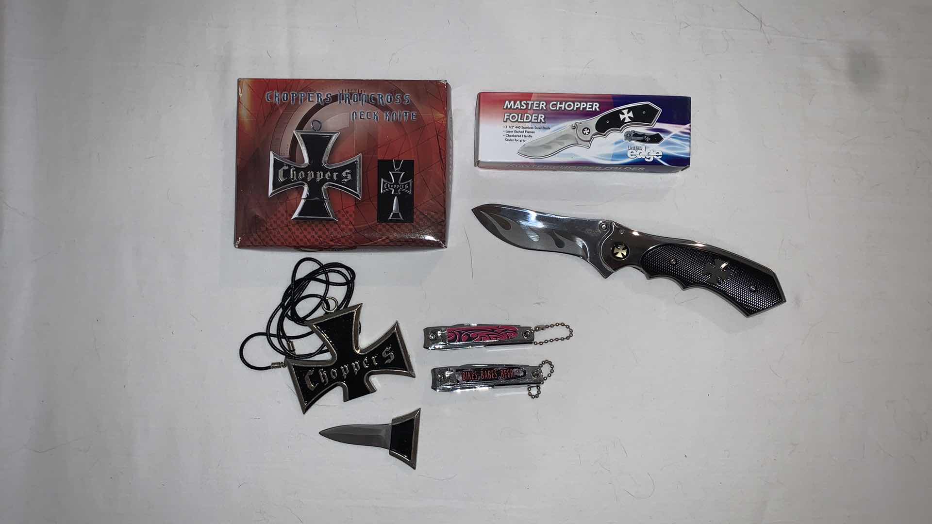 Photo 1 of SET OF BIKER MEMEROBILIA AND KNIVES