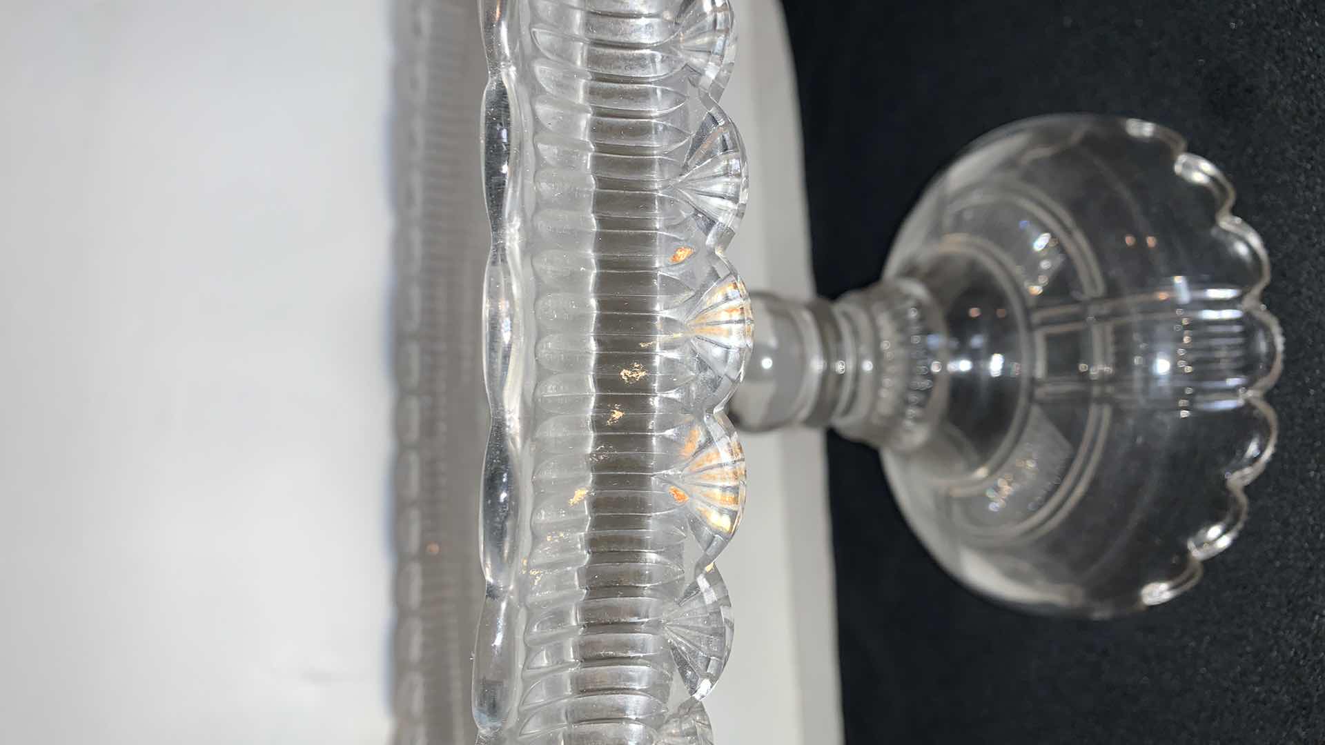 Photo 2 of ANTIQUE PRESSED GLASS CAKE DISH 10 IN WIDE