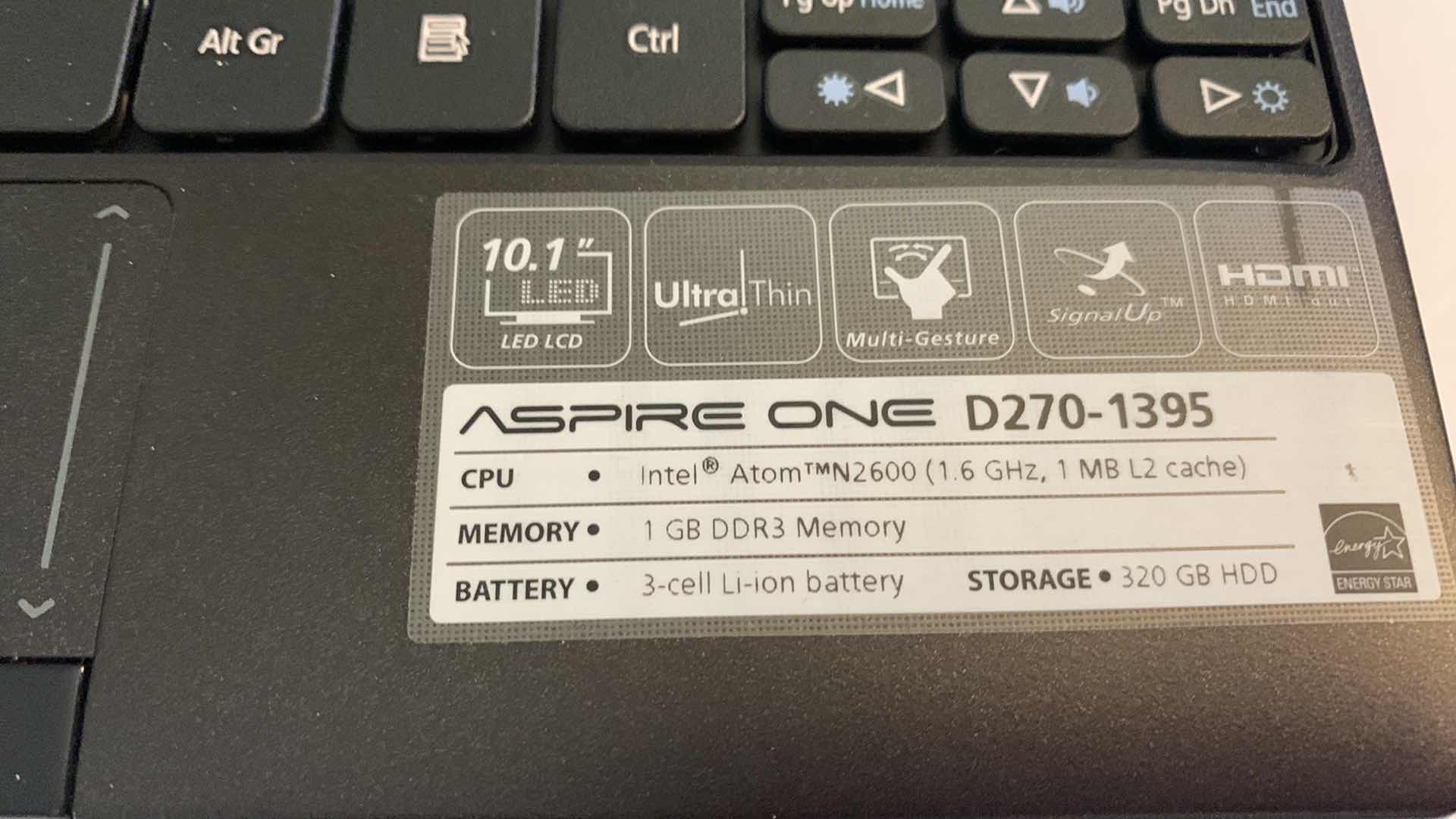 Photo 2 of ACER ONE D270-1395