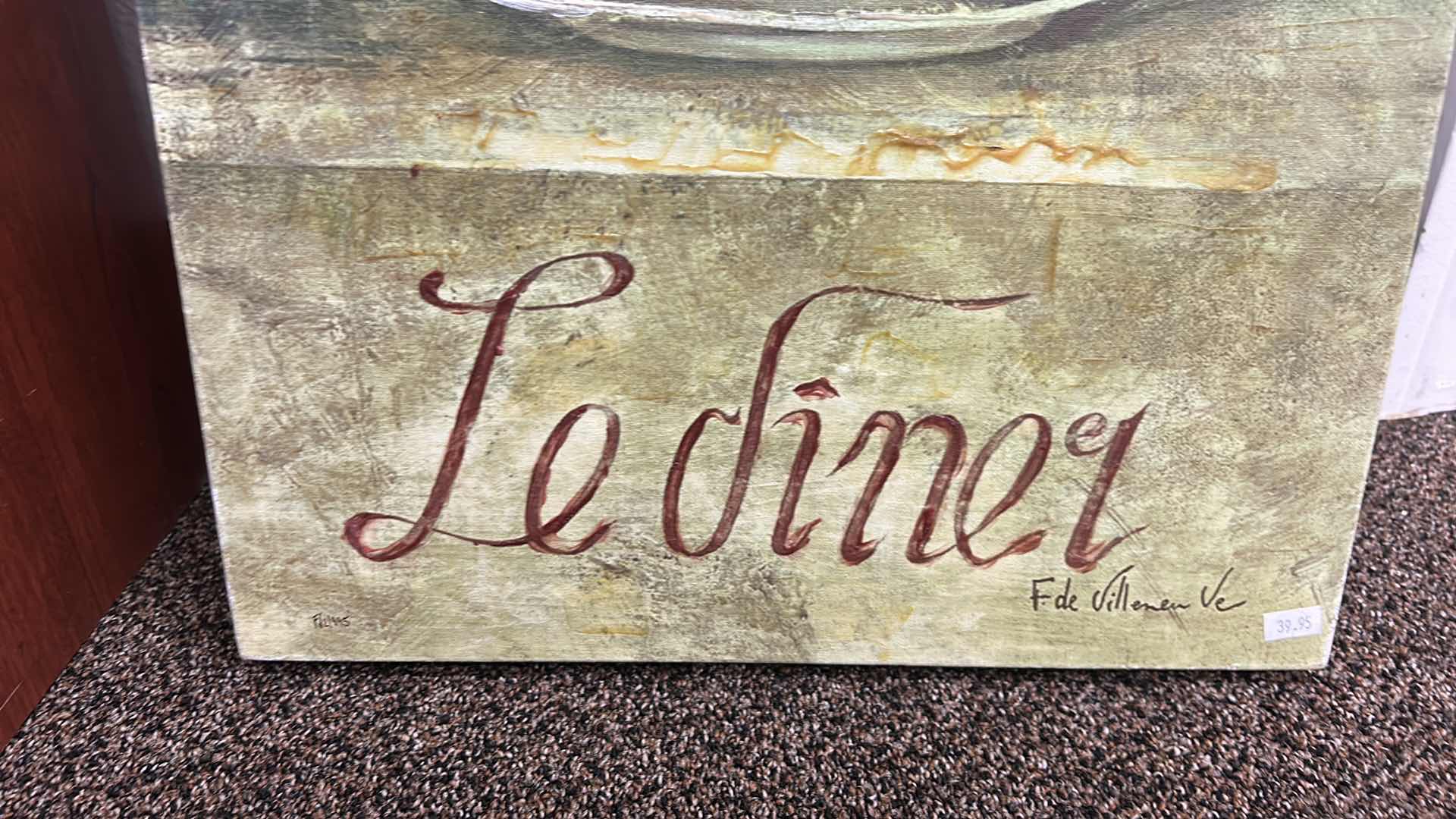 Photo 4 of NEW LE DINER STRETCHED CANVAS ARTWORK 16” x 32” $39.95