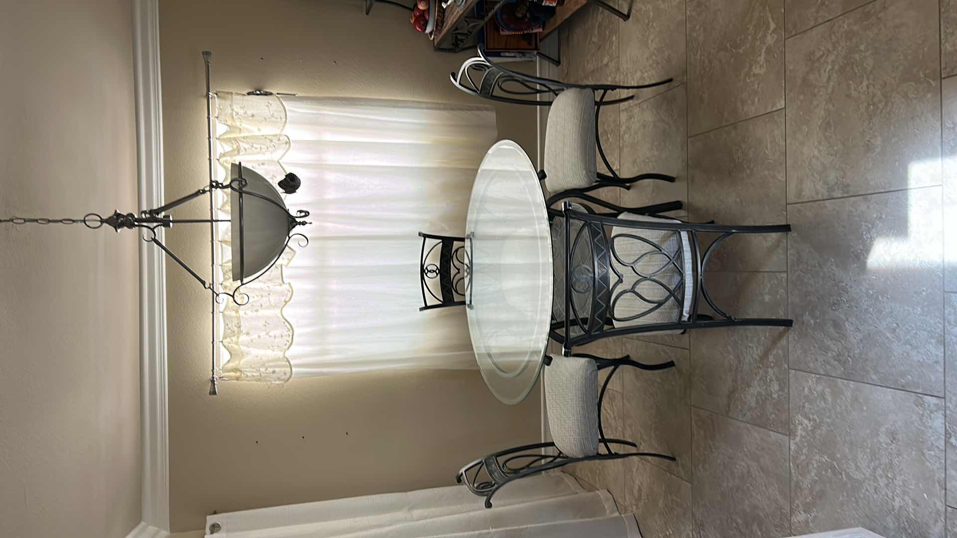 Photo 2 of  DINING ROOM / KITCHEN TABLE - METAL WITH GLASS TO PWITH 4 CHAIRS  48” x H31”