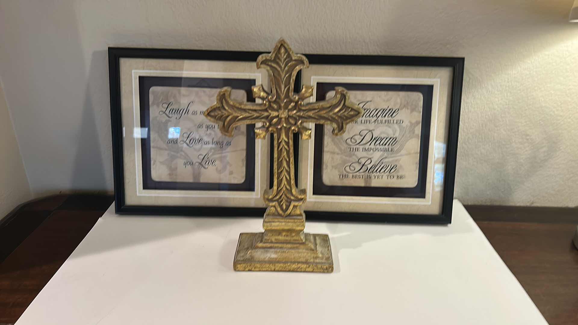 Photo 6 of 3 PIECE HOME DECOR - FRAMED TILES 12” x 12”  AND CERAMIC CROSS H14”