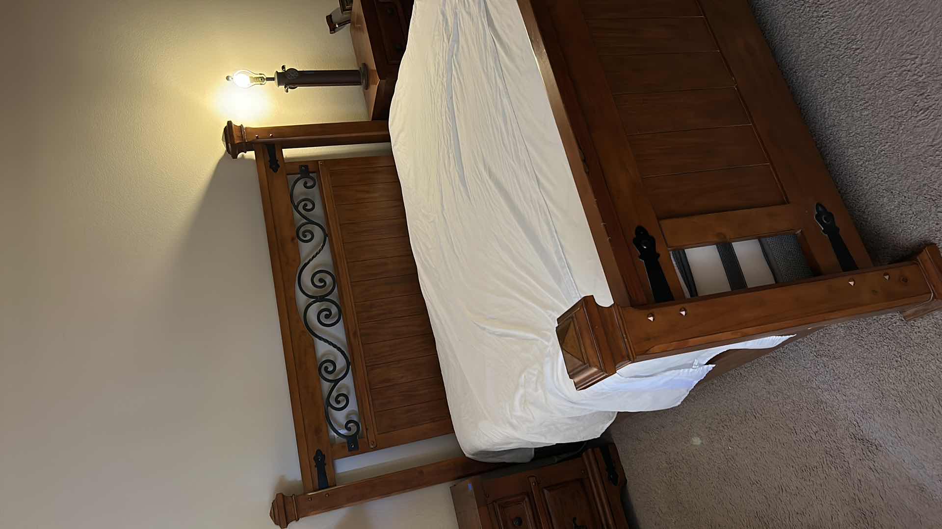 Photo 11 of HOME FURNITURE - WOOD WITH METAL ACCENTS - KING BEDFRAME HEADBOARD AND FOOTBOARD 82. 5” x 90” x H61” (MATTRESS AND OTHER PIECES SOLD SEPERATELY)