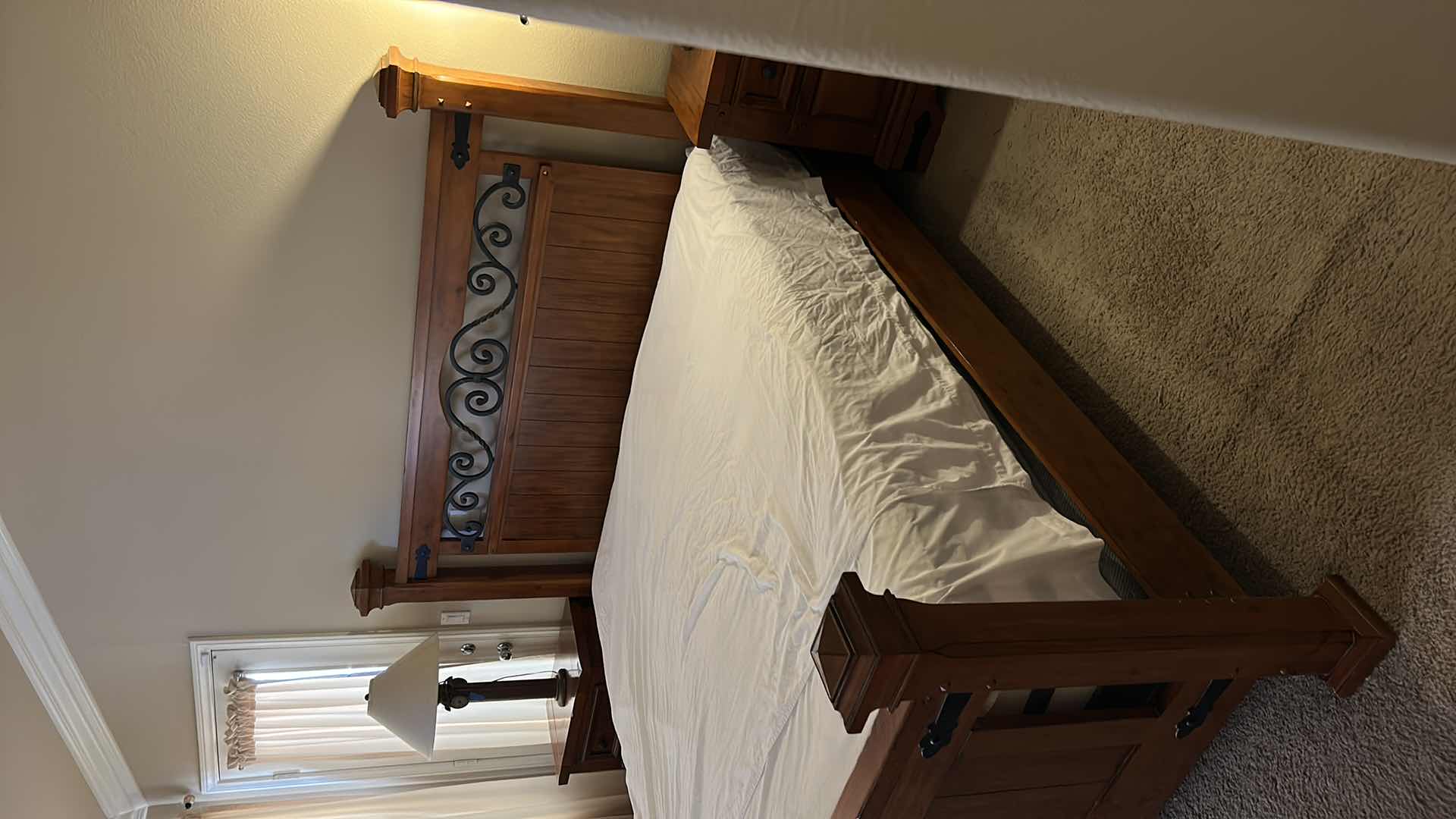 Photo 12 of HOME FURNITURE - WOOD WITH METAL ACCENTS - KING BEDFRAME HEADBOARD AND FOOTBOARD 82. 5” x 90” x H61” (MATTRESS AND OTHER PIECES SOLD SEPERATELY)