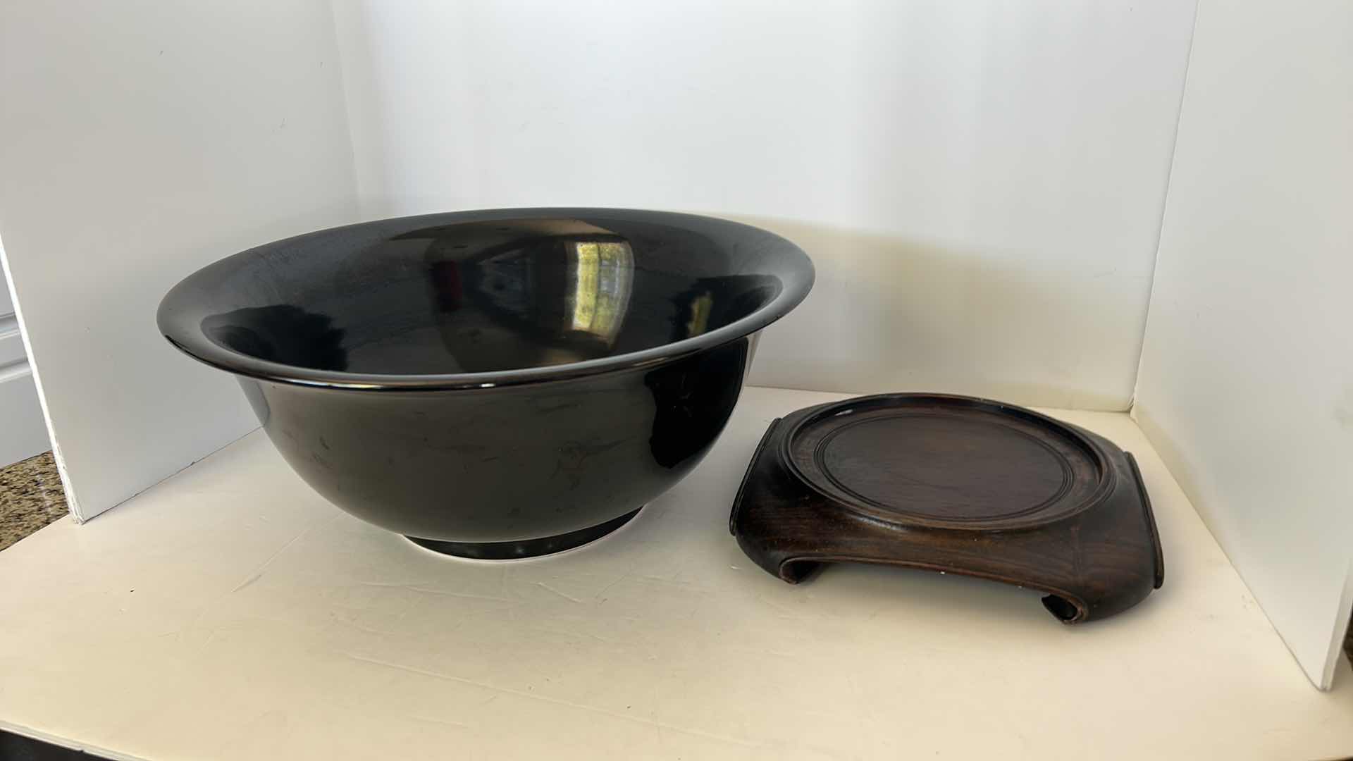 Photo 7 of LARGE CERAMIC BOWL WITH STAND (BOWL MEASURES 14.5" X 6"