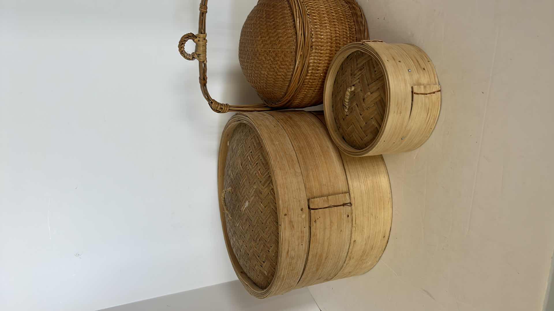 Photo 10 of 3 - CHINESE WICKER VEGTABLE STEAMING BASKETS.  LARGEST 10 1/2” x 7”