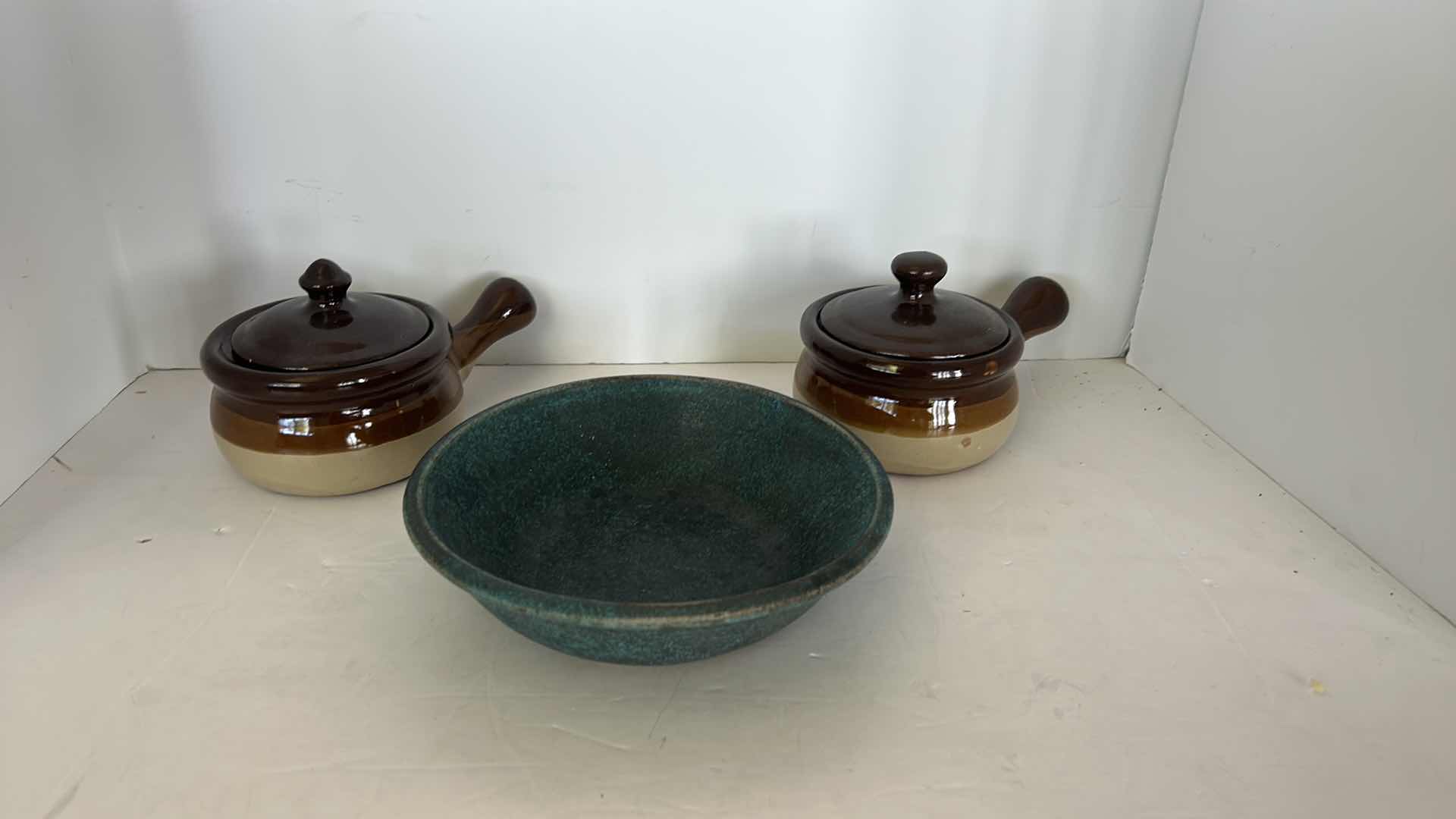 Photo 8 of KITCHEN ACCESSORIES-  TWO  STONEWARE SOUP TERRINE'S AND SIGNED POTTERY BOWL