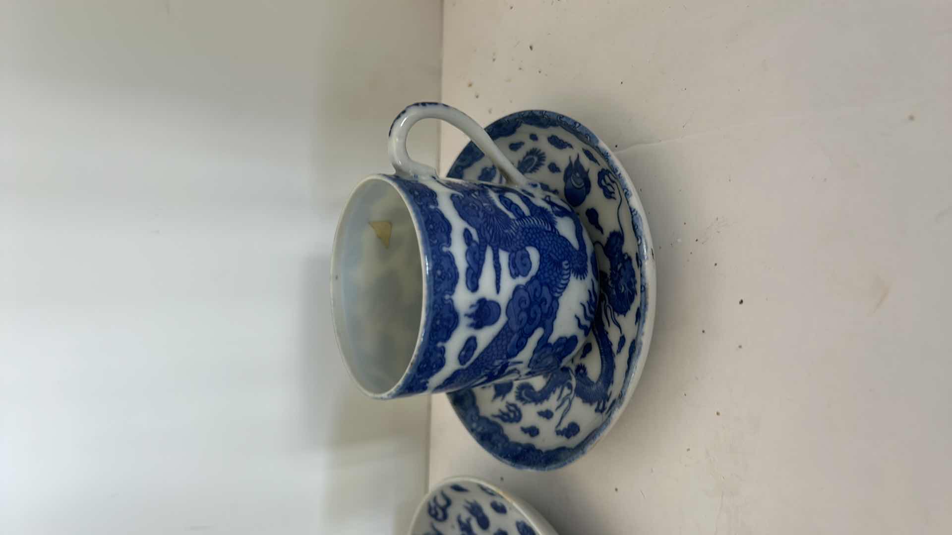 Photo 5 of  19 PIECES -SMALL BLUE AND WHITE  PORCELAIN TEACUP / ESPRESSO ASSORTMENT 