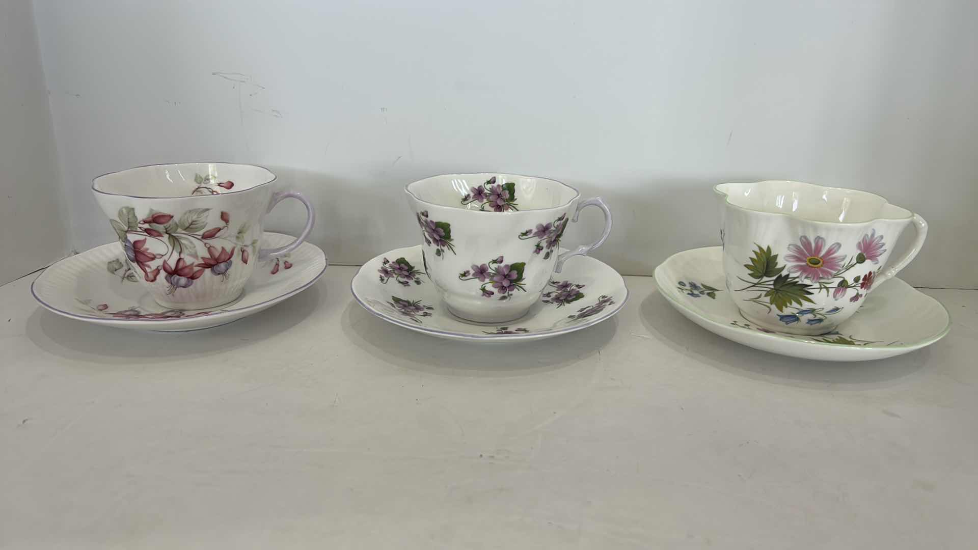 Photo 7 of 3 COLLECTIBLE FINE PORCELAIN TEACUPS AND SAUCERS