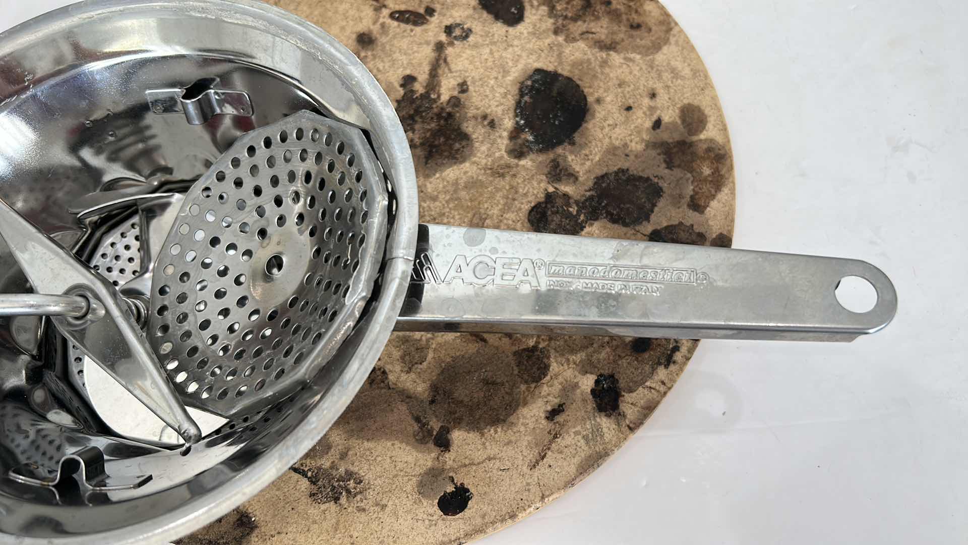 Photo 4 of KITCHEN TOOLS / ACCESORIES - PIZZA AND BREAD BAKING STONE AND ACEA MANODOMESTICI STAINLESS STEEL GRATER/SLICER/MIXER made in Italy