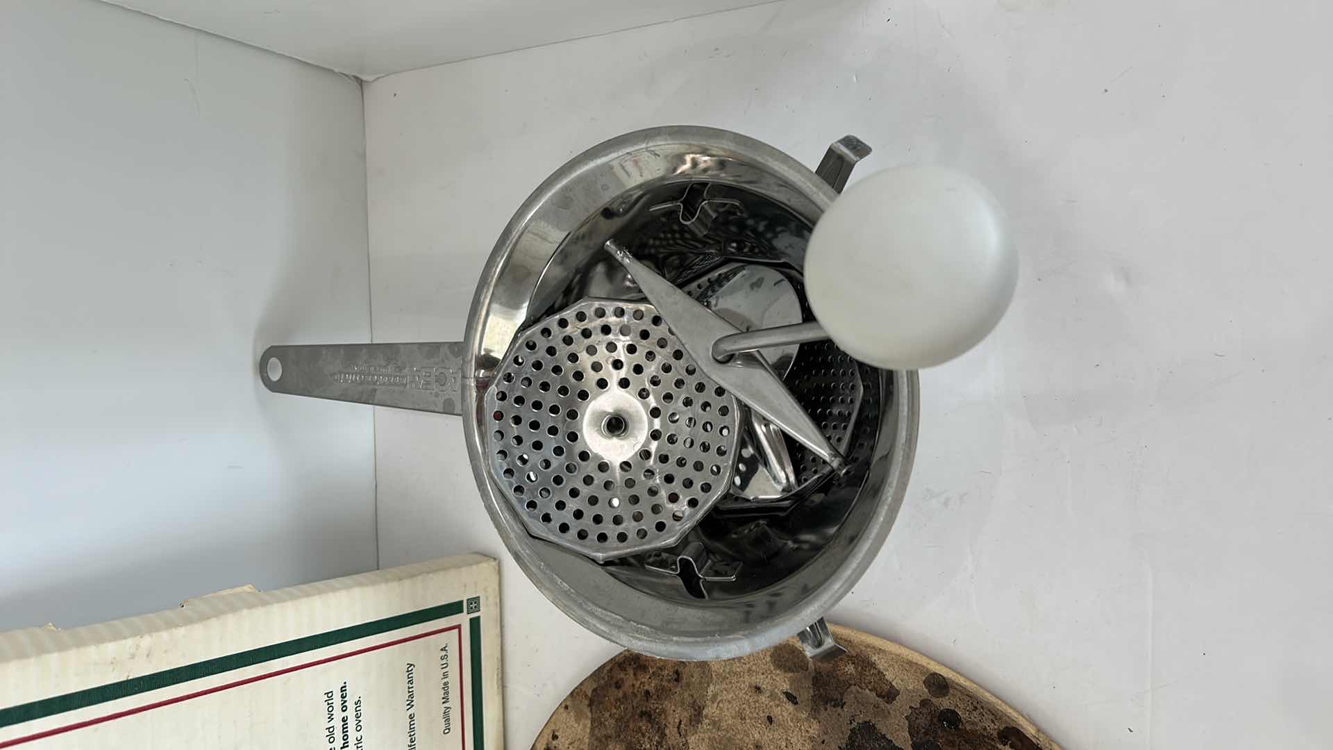 Photo 3 of KITCHEN TOOLS / ACCESORIES - PIZZA AND BREAD BAKING STONE AND ACEA MANODOMESTICI STAINLESS STEEL GRATER/SLICER/MIXER made in Italy