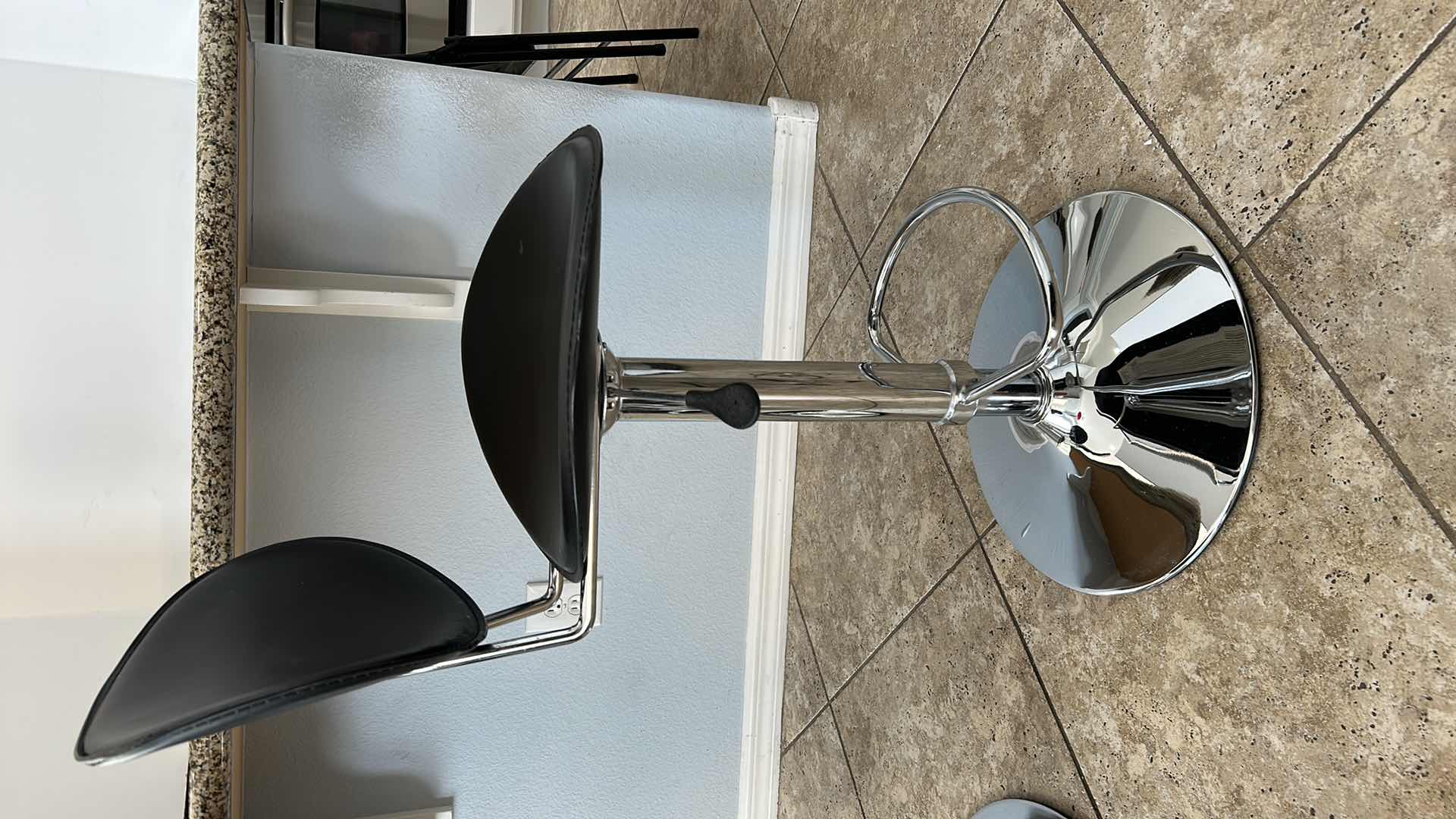 Photo 4 of CHROME AND FAUX LEATHER SWIVEL ADJUSTABLE BARSTOOL