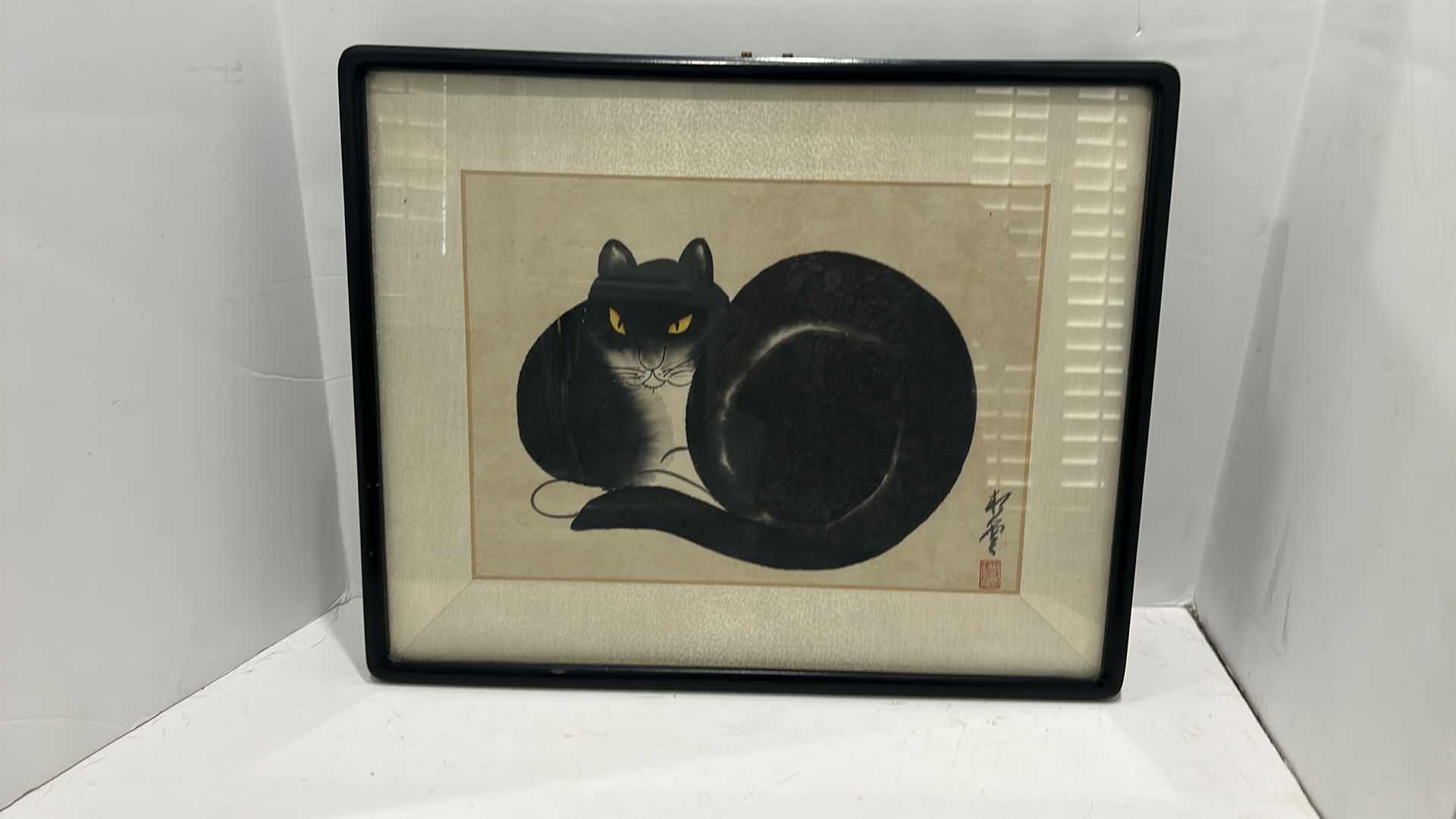 Photo 7 of VINTAGE CHINESE SIGNED "CAT" ARTWORK ON PAPER SCROLL18 1/2” x 15”
