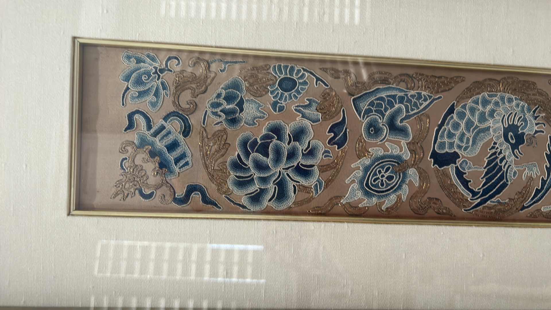 Photo 3 of ANTIQUE CHINESE TEXTILE FABRIC, SILK WITH SILK THREAD HAND EMBROIDERY ARTWORK FRAMED
