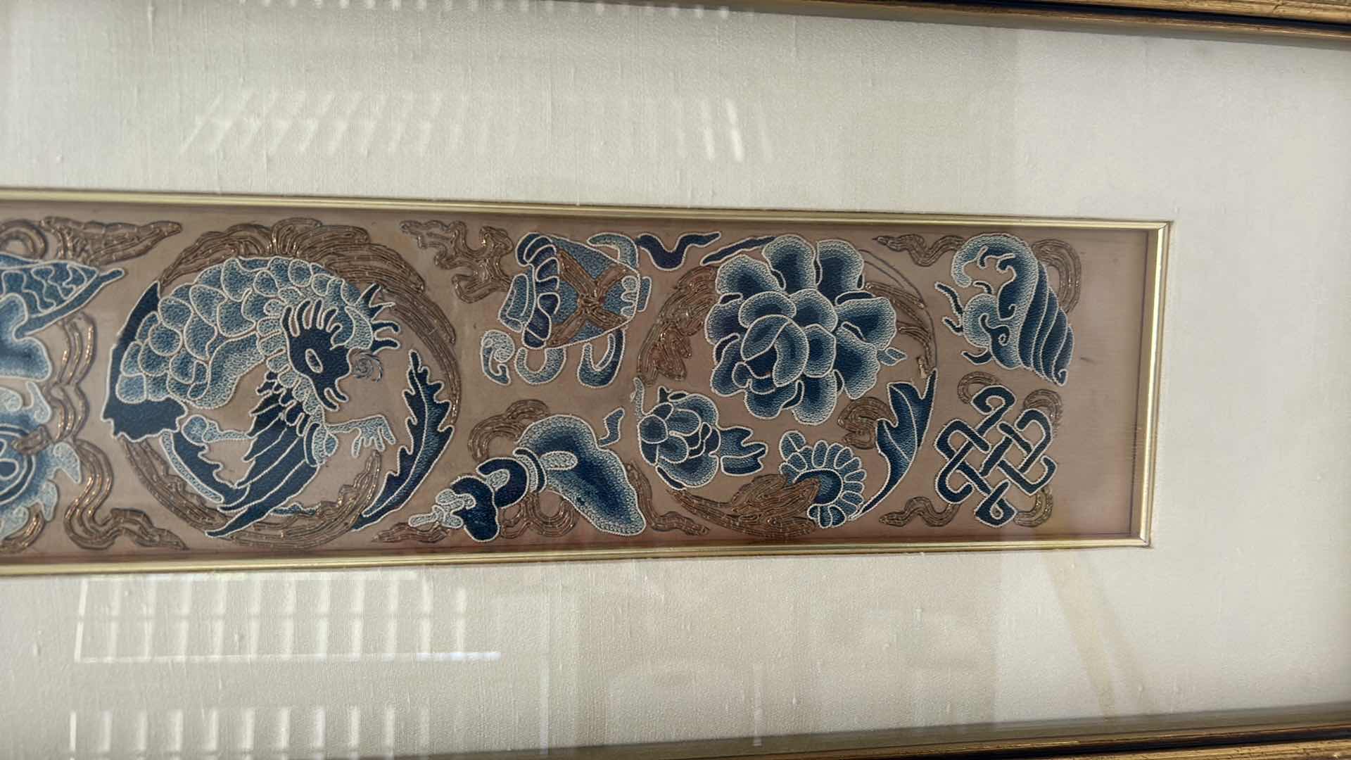Photo 4 of ANTIQUE CHINESE TEXTILE FABRIC, SILK WITH SILK THREAD HAND EMBROIDERY ARTWORK FRAMED