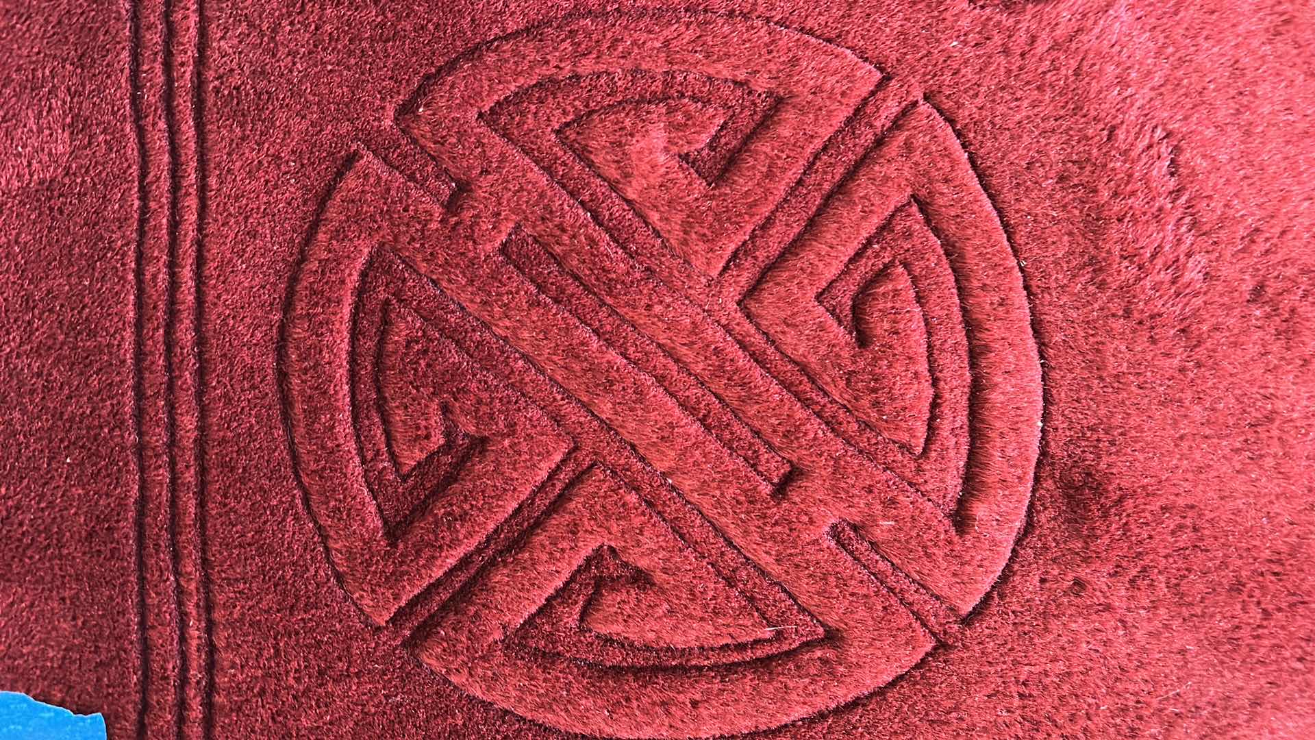Photo 8 of HAND WOVEN RED WOOL CARPET FROM HONG KONG - 10’ x 12’