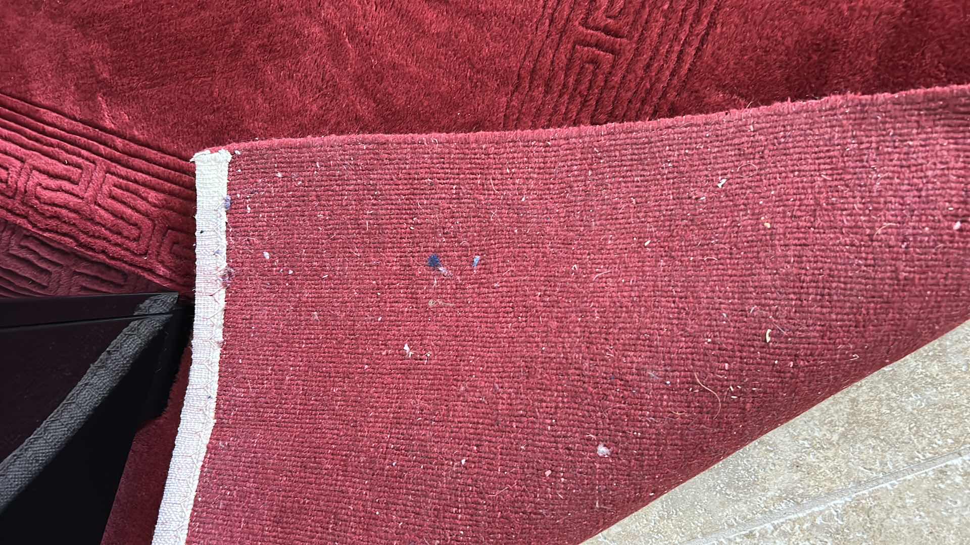 Photo 5 of HAND WOVEN RED WOOL CARPET FROM HONG KONG - 10’ x 12’