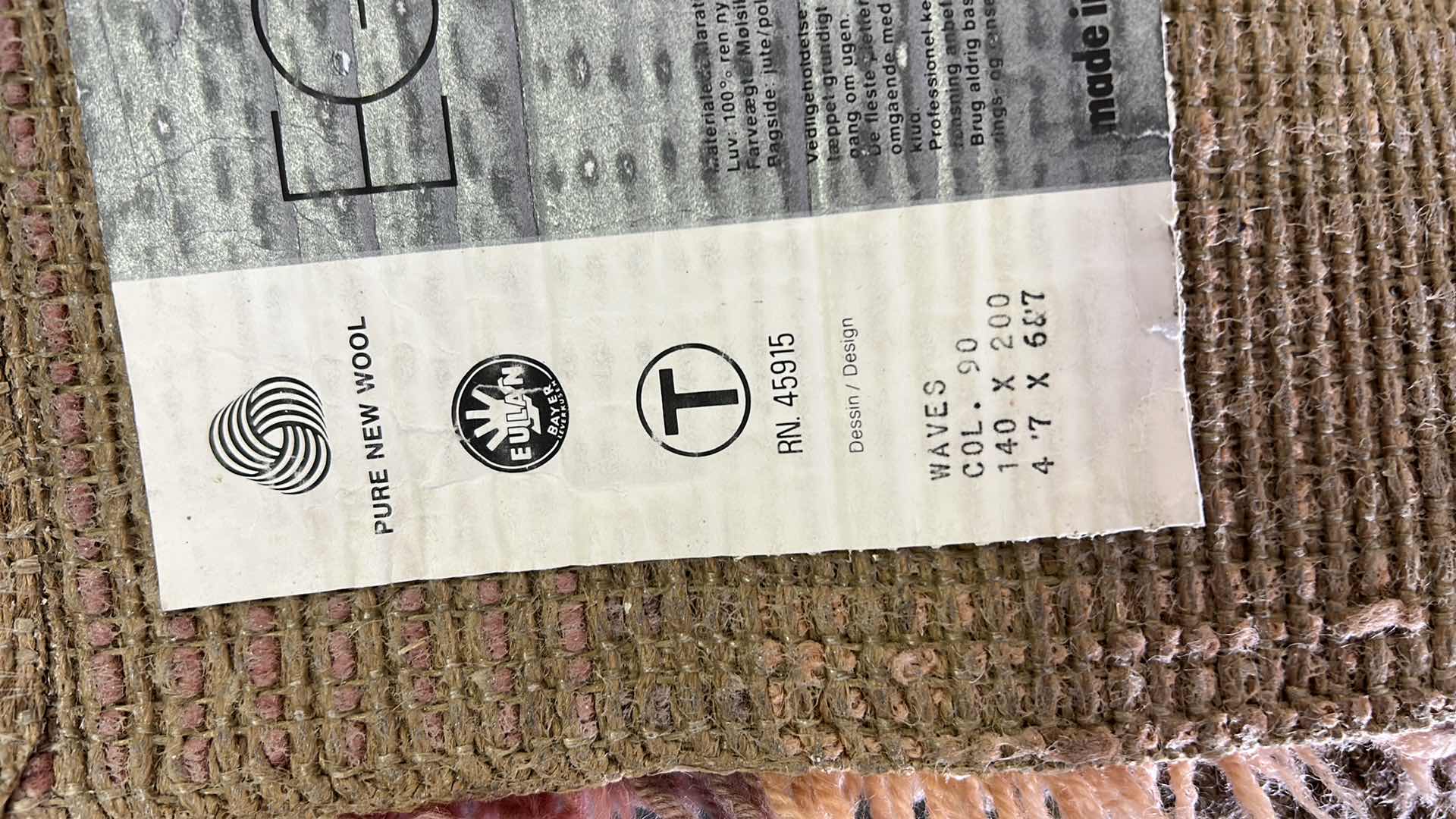 Photo 6 of PINK AND PEACH WAVY PURE NEW WOOL SHAG CARPET 56” x 80