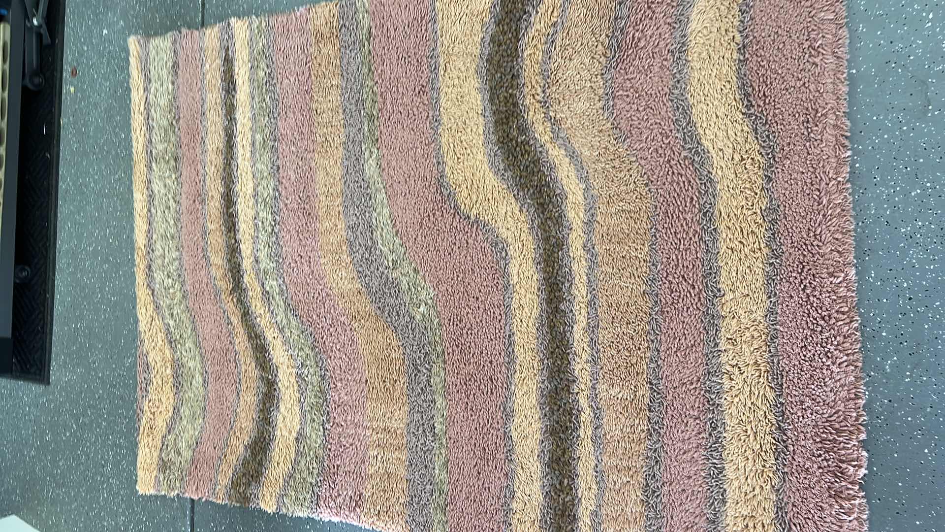 Photo 8 of PINK AND PEACH WAVY PURE NEW WOOL SHAG CARPET 56” x 80
