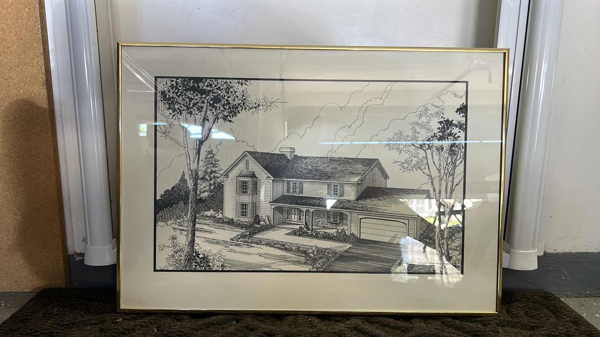 Photo 4 of BLACK AND WHITE “2 STORY HOME”, GOLD FRAMED ARTWORK 26 1/2” x 18 1/2”