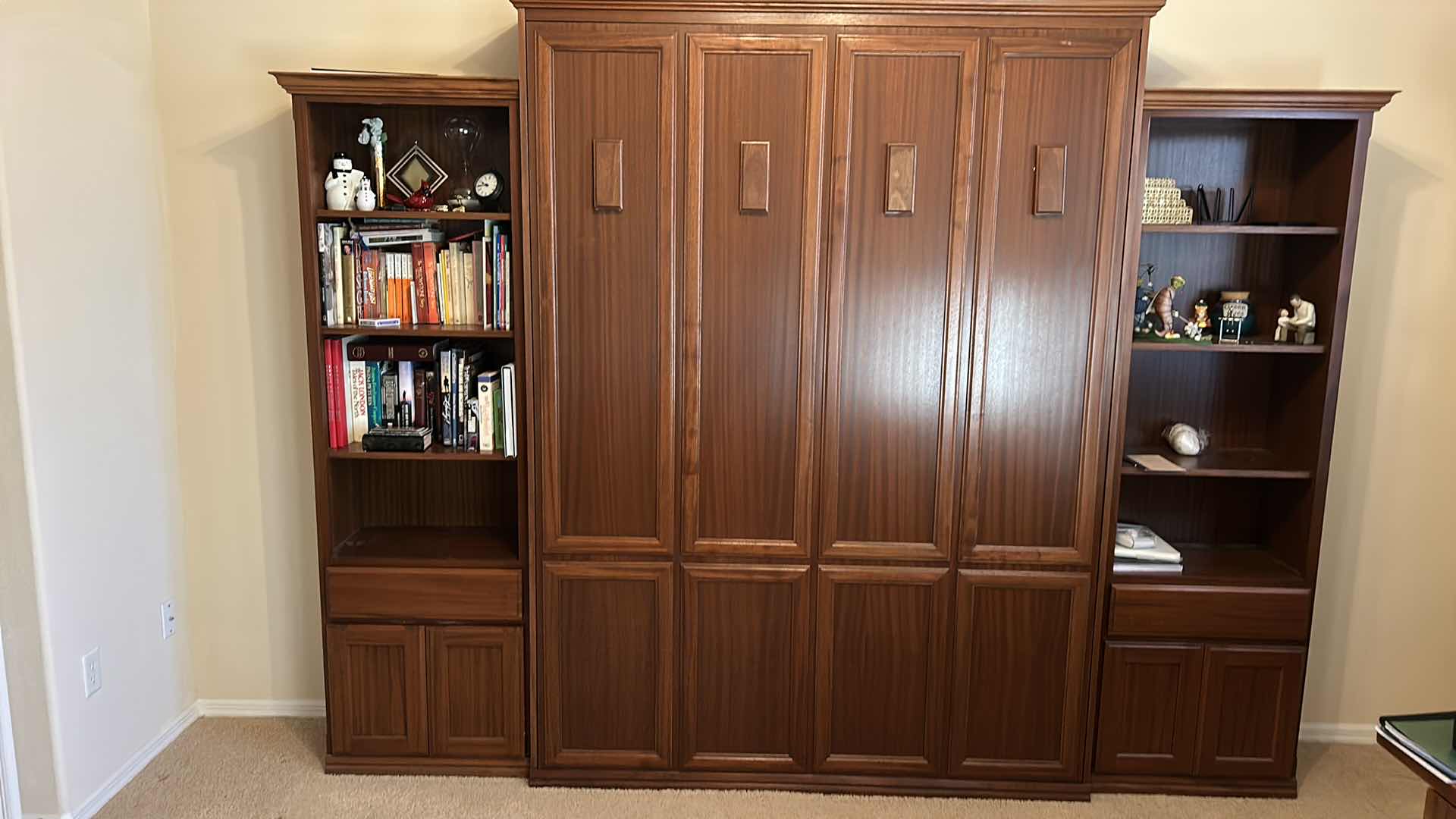 Photo 4 of WOOD MURPHY BED WITH CABINETS mattress is 62” x 81” ENTIRE UNIT 111” x 17” x 87”
