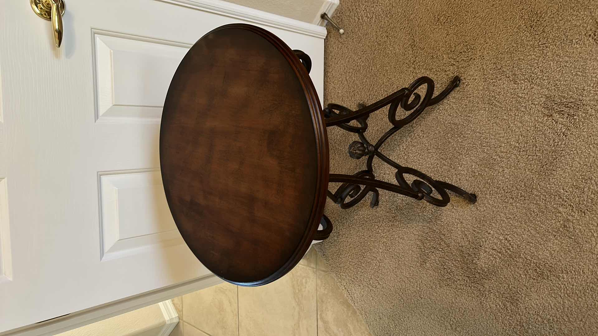 Photo 2 of Metal and wood accent table 20” x 29”