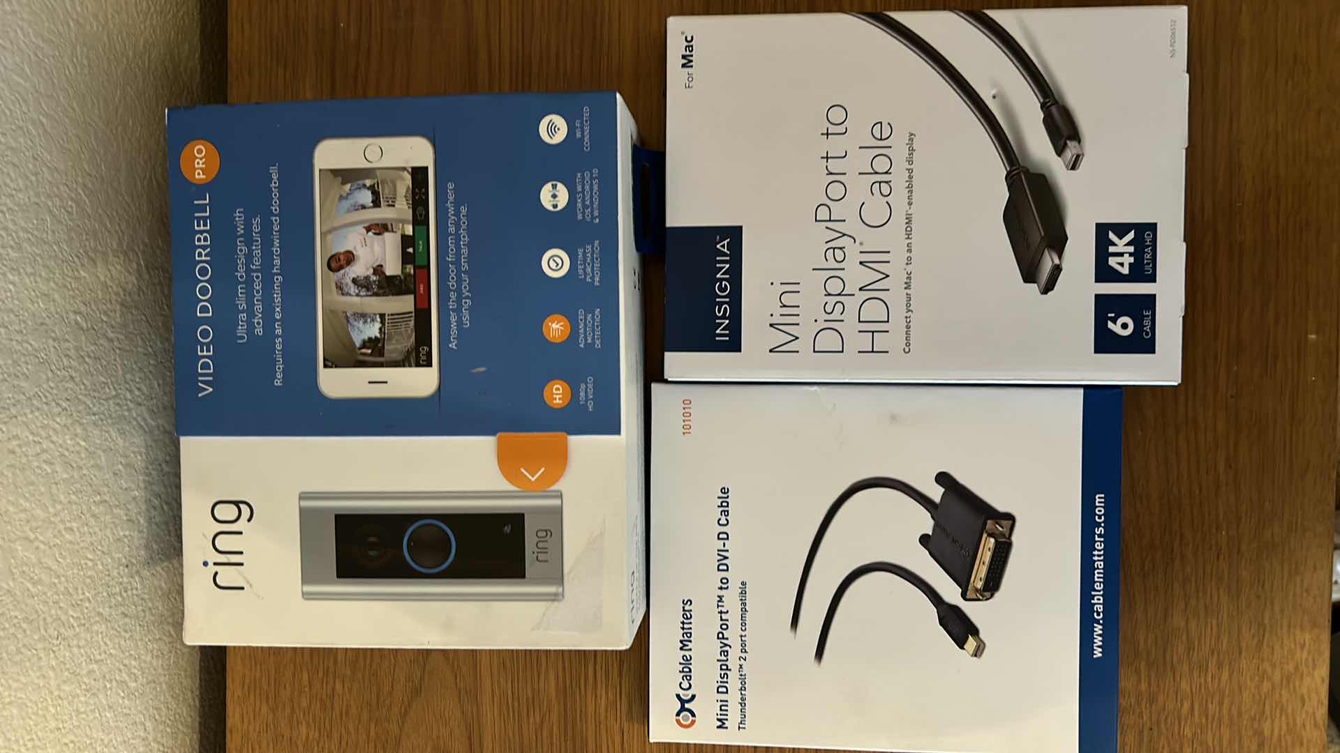Photo 1 of 3 NEW BOXED ITEMS- RING VIDEO DOORBELL AND CABLES