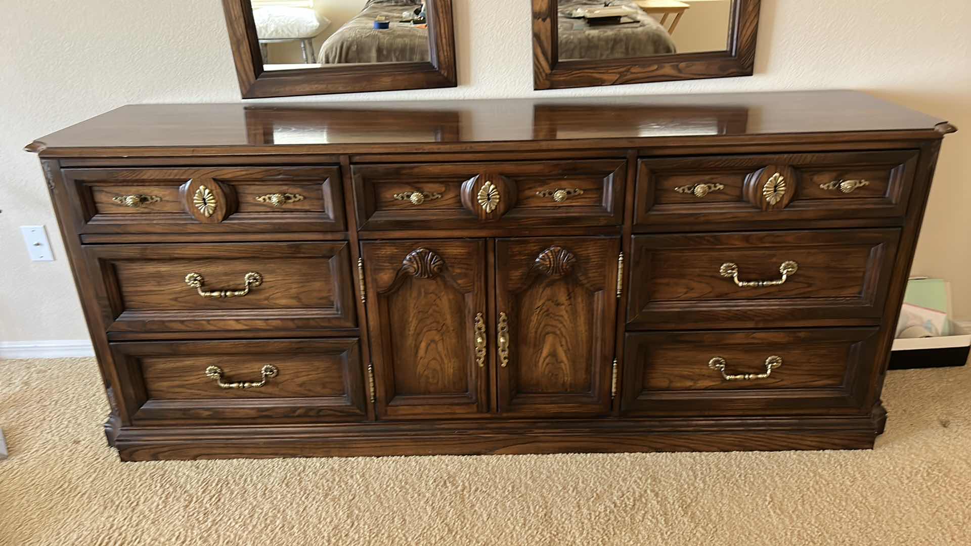 Photo 2 of Wood Dresser with 2 mirrors (dresser 771/2“ x 20 1/2“  x H 31 1/2" mirrors 23“ x 50”)
