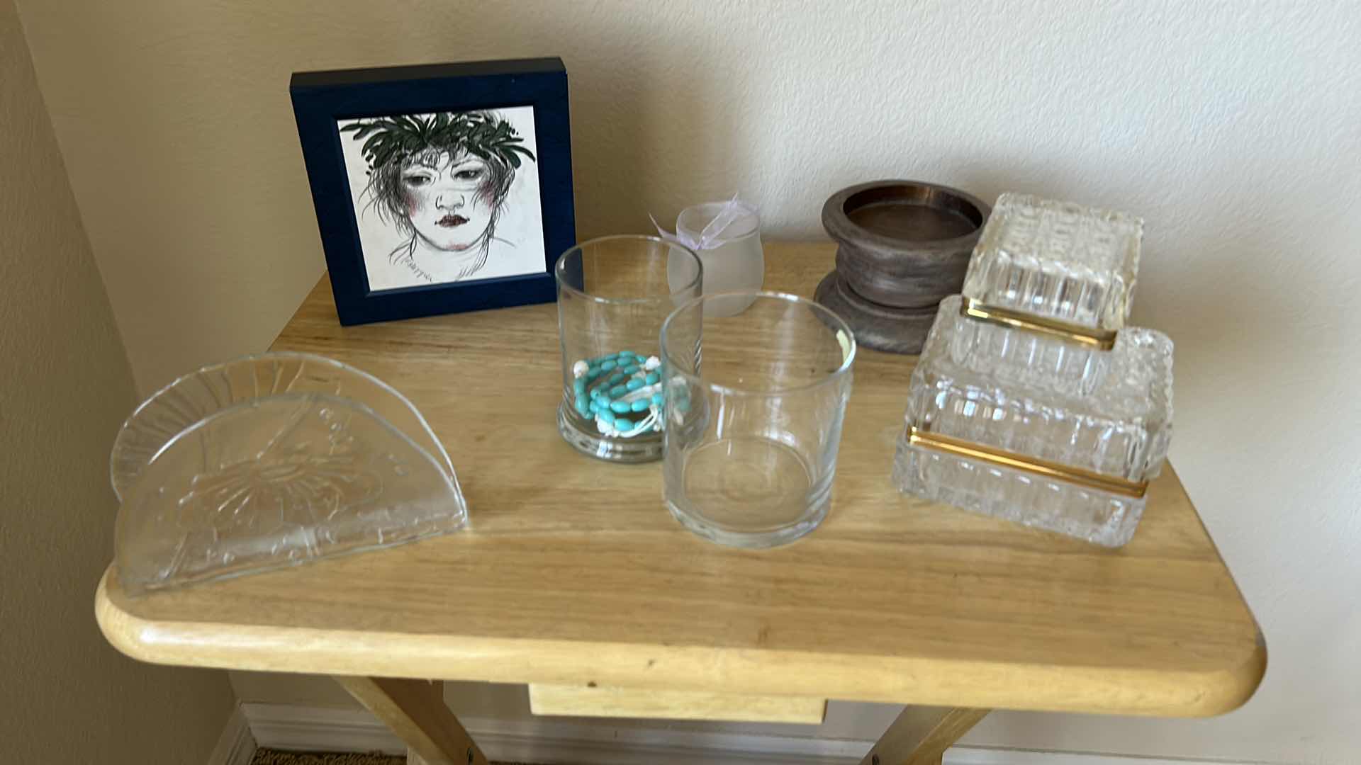 Photo 2 of Home decor and more -TV, tray, silver bench, acrylic box, and trinkets
