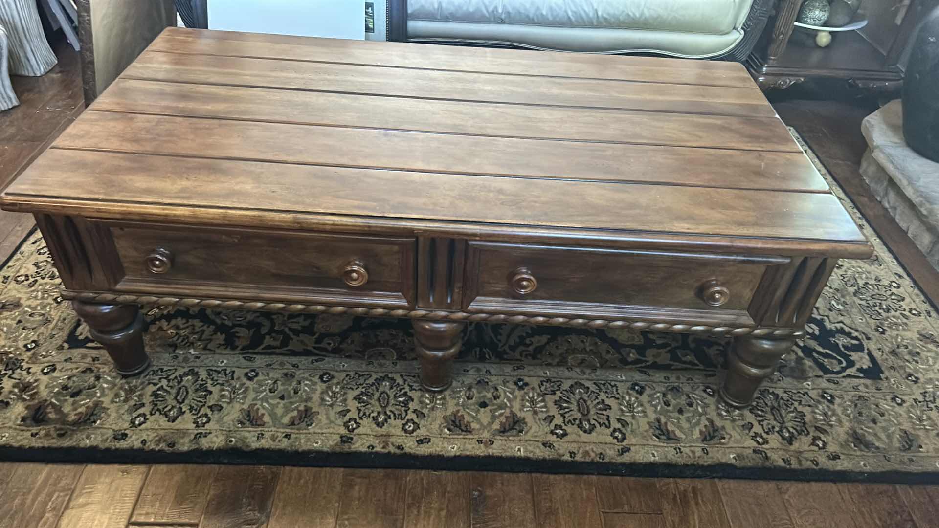 Photo 8 of ERNEST HEMMINGWAY FURNITURE COLLECTION- WOOD COFFEE TABLE WITH DRAWERS BY THOMASVILLE 59” x 31” x 20”