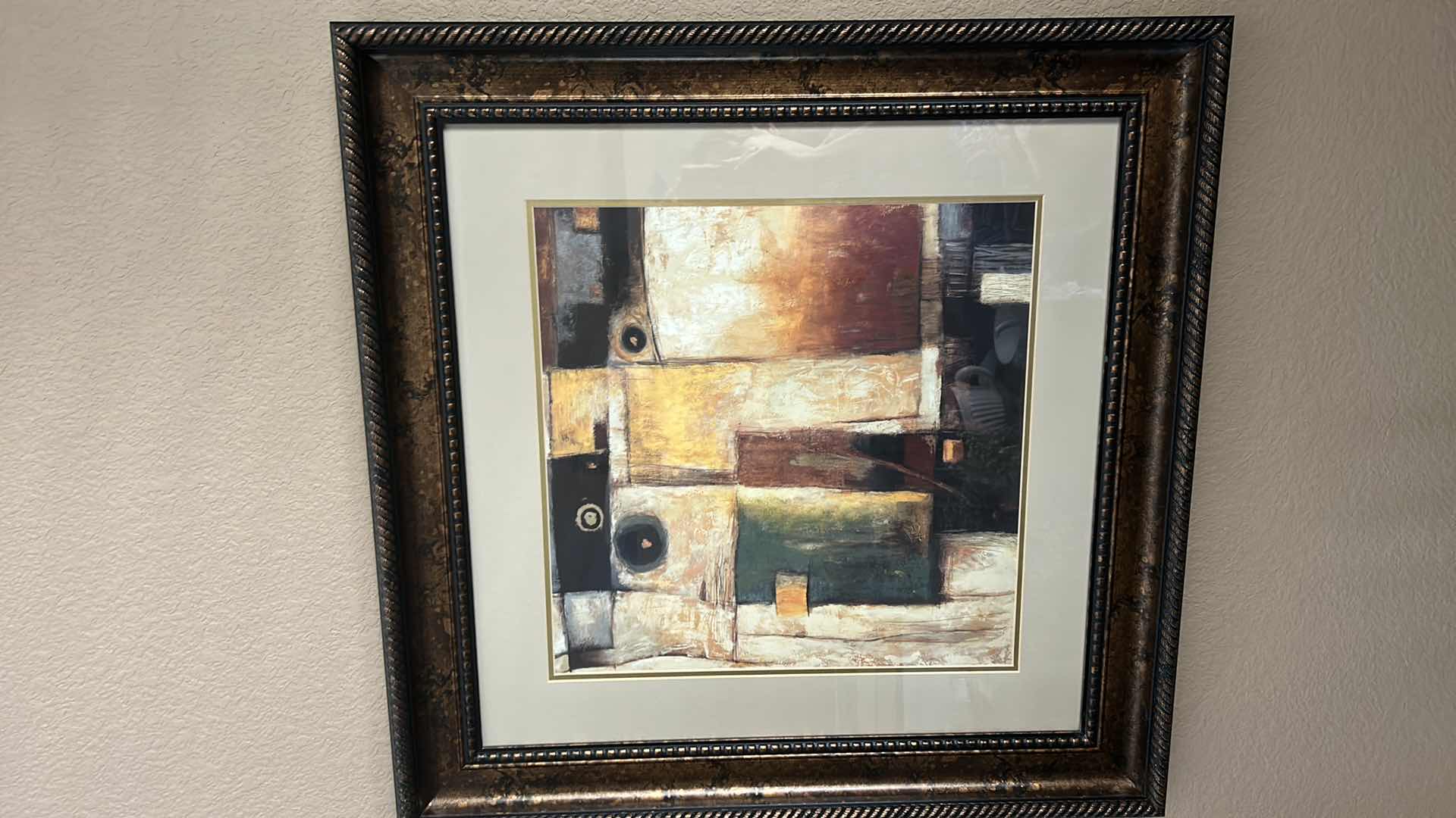 Photo 2 of ABSTRACT GOLD EMBELLISHED FRAMED ARTWORK 32” x 32”