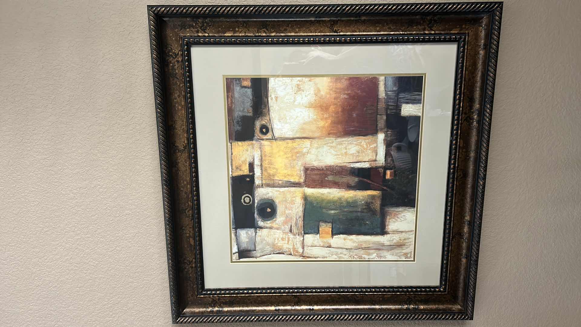 Photo 7 of ABSTRACT GOLD EMBELLISHED FRAMED ARTWORK 32” x 32”