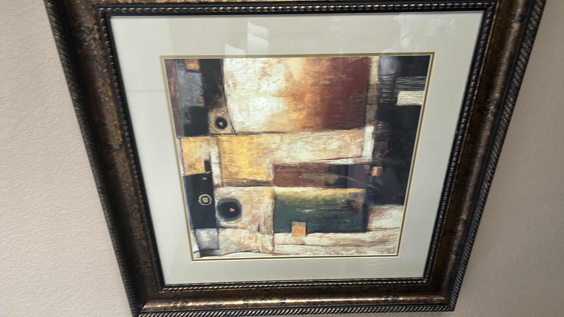 Photo 4 of ABSTRACT GOLD EMBELLISHED FRAMED ARTWORK 32” x 32”