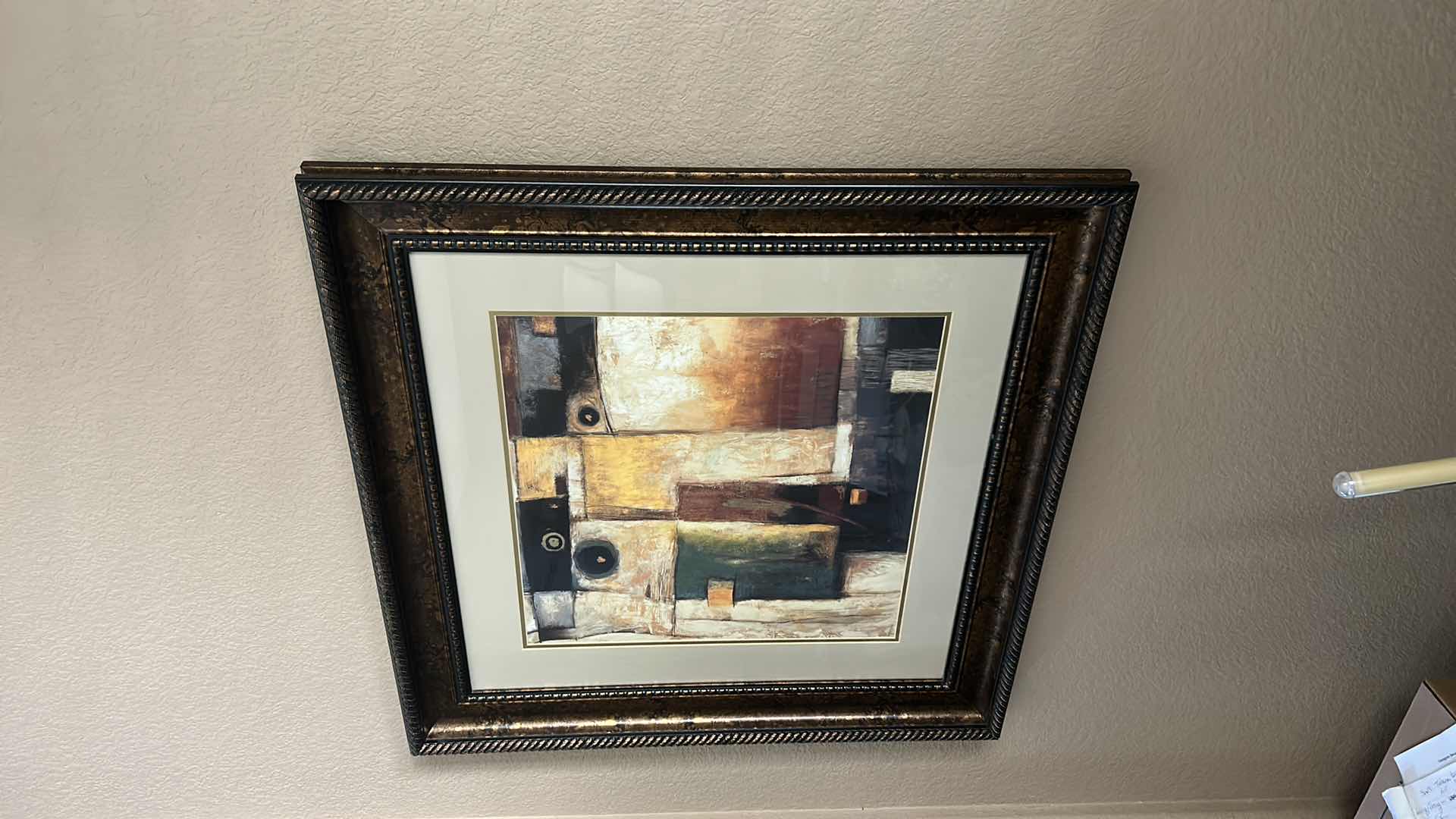 Photo 3 of ABSTRACT GOLD EMBELLISHED FRAMED ARTWORK 32” x 32”