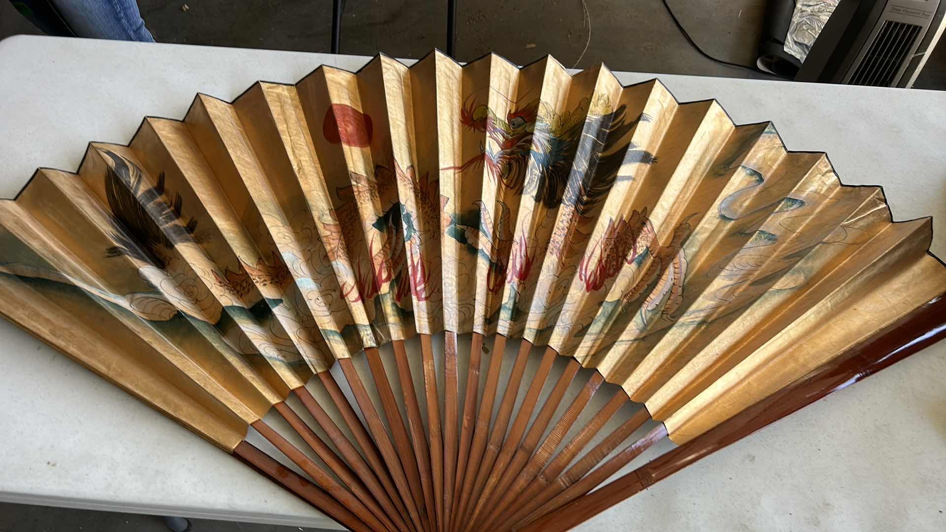 Photo 4 of 2 LARGE HAND-PAINTED FANS 5’ x 3’