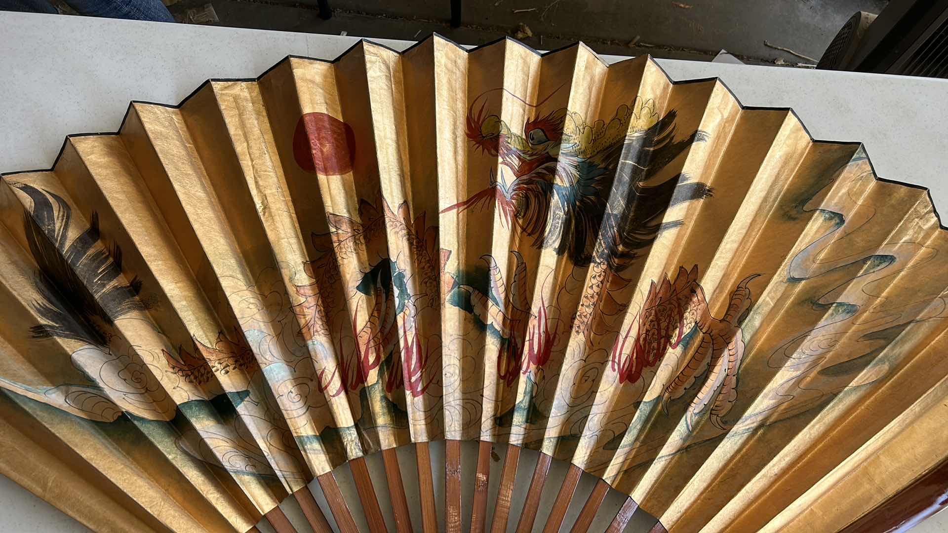 Photo 5 of 2 LARGE HAND-PAINTED FANS 5’ x 3’