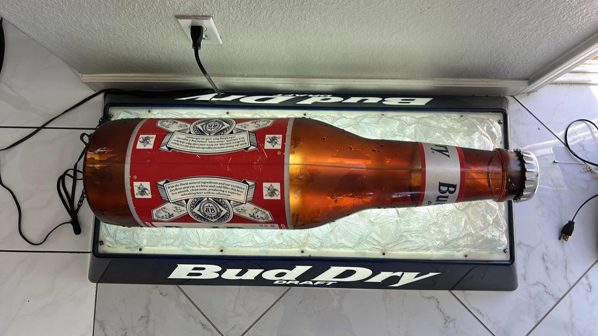 Photo 4 of BUD DRY DRAFT BEER LIGHTED NEON SIGN  44” x 20” x 17”