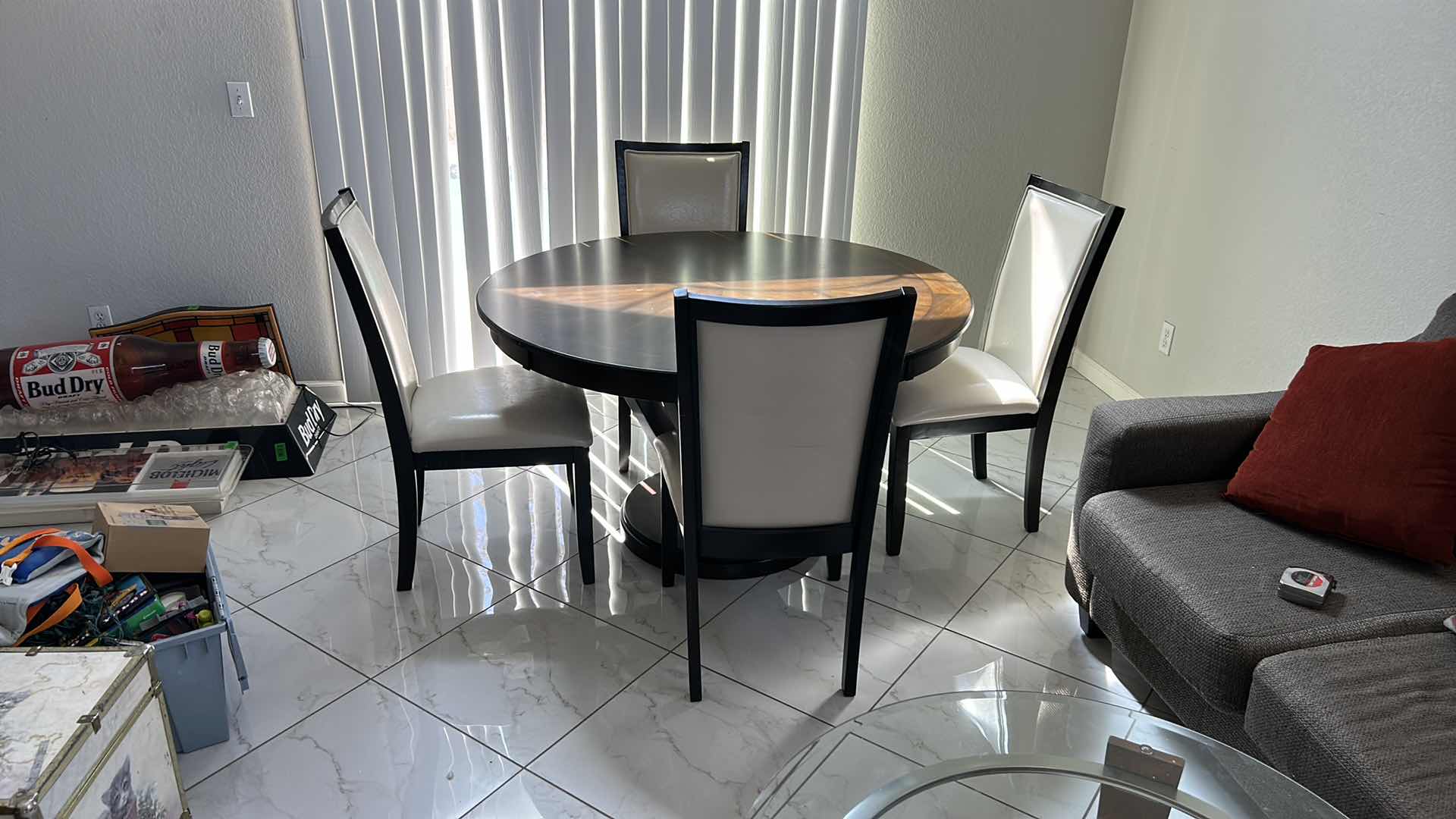 Photo 3 of ROUND WOOD TABLE WITH 4 CHAIRS 53” x 30”