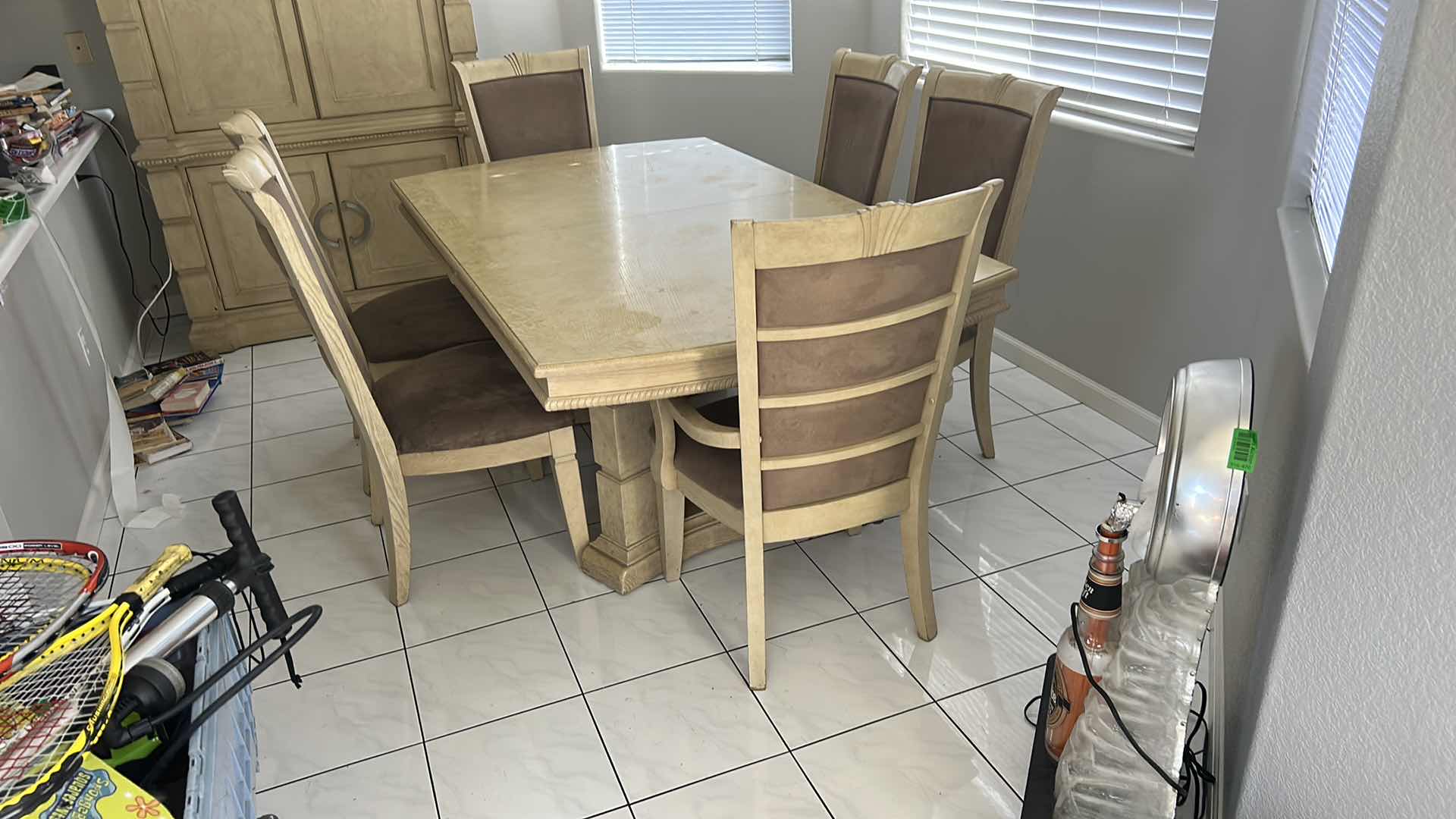 Photo 8 of HONEY BLOND DINING ROOM TABLE AND 6 CHAIRS 76” x 44”