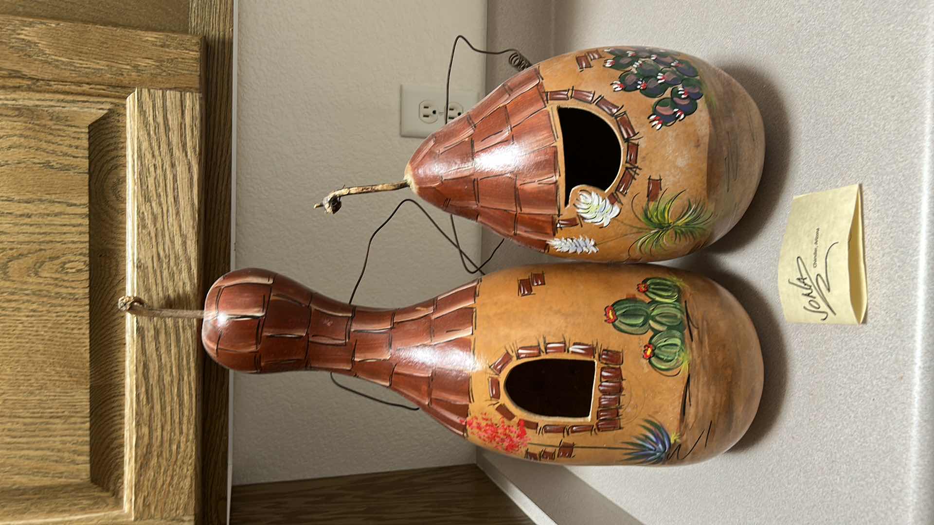 Photo 10 of 2 LARGE HANDPAINTED SIGNED GOURDS JONA