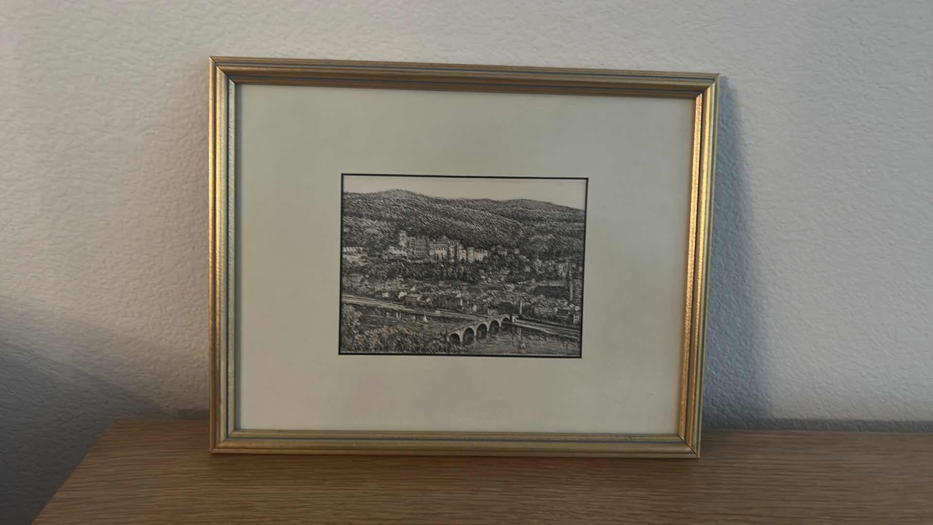 Photo 9 of 3 PC VINTAGE ART COLLECTION SIGNED DATED 1941 PEN AND INK GOLD FRAMED (LARGEST 14 1/4” x 17 1/2”)