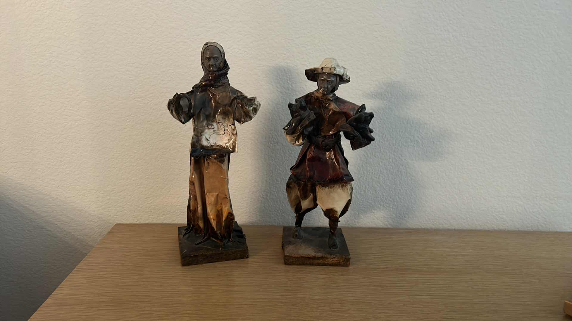 Photo 5 of 2 VINTAGE PAPER MACHE FIGURES TALLEST 13”