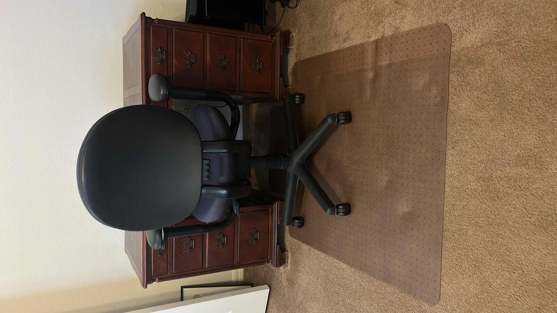 Photo 10 of VINTAGE WOOD LEATHER TOP DESK, OFFICE CHAIR AND MATT 48” x 24” x H29”